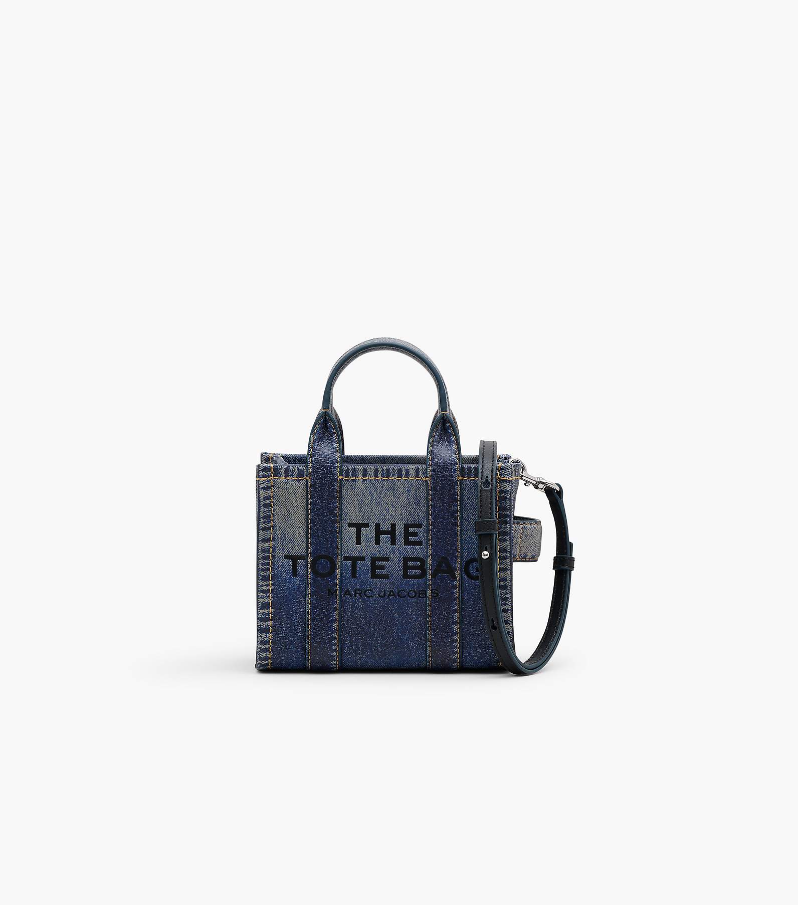 Marc Jacobs The Monogram Bleached Denim Mini Tote Bag in Blue