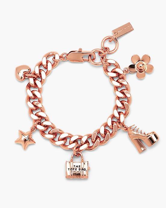charm bracelet Juicy Couture pendants Heart Ring Key Lock Bow Shoe gold  silver