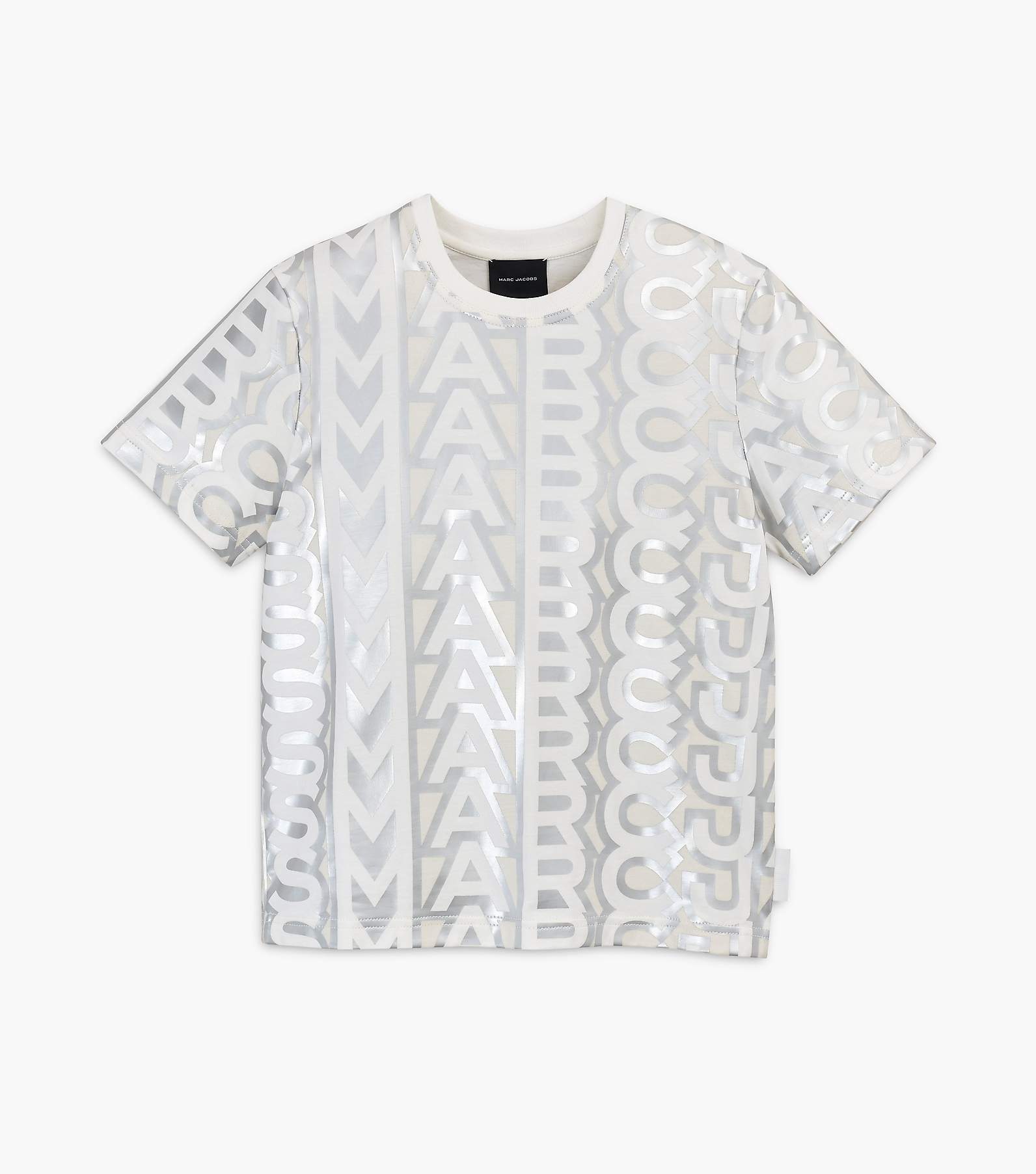 Marc Jacobs The Monogram Baby Tee in Silver/Bright White, Size Xs
