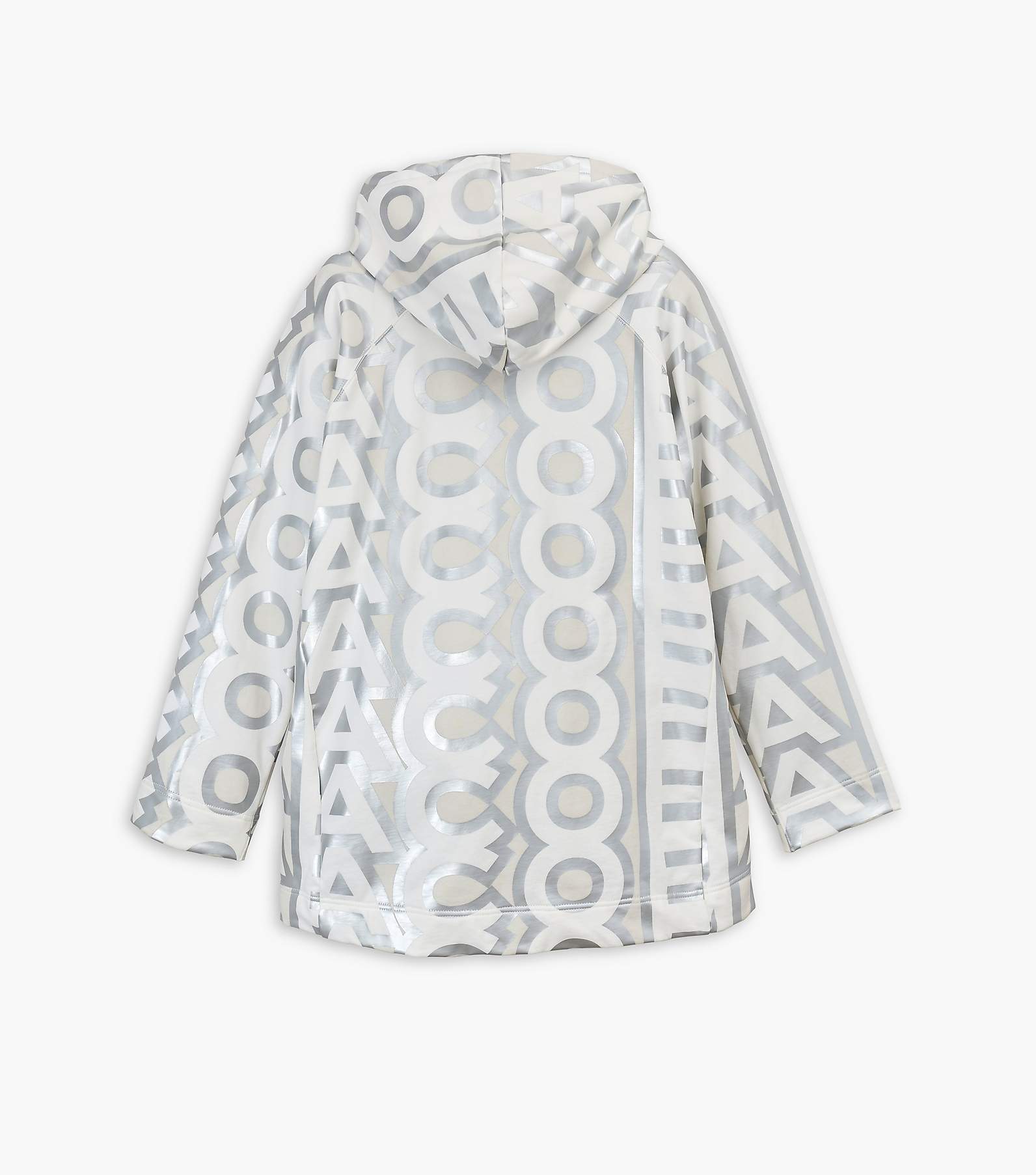 The Monogram Zip Hoodie in Silver/Bright White, Size XS/Small