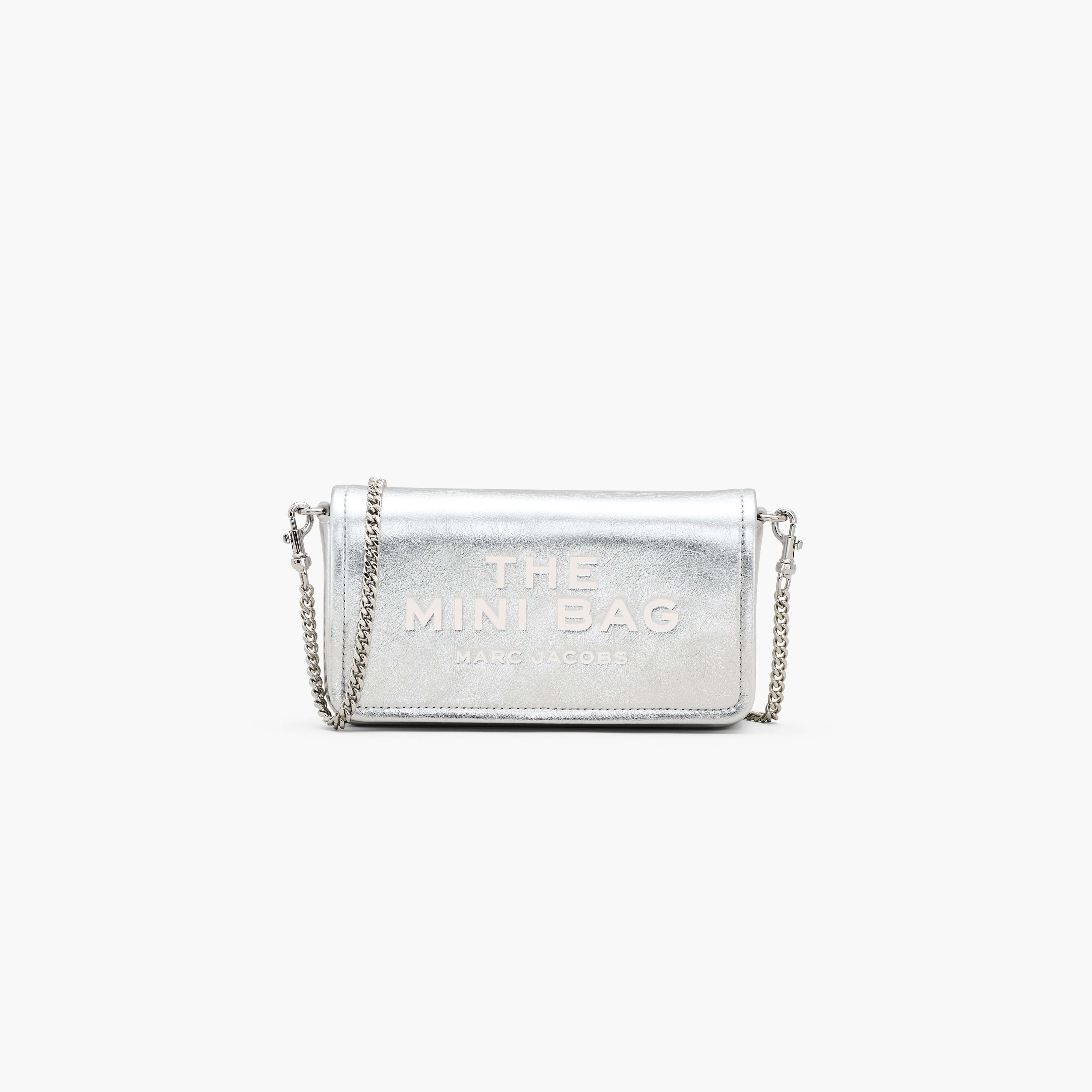 The Metallic Leather Chain Mini Bag in Silver