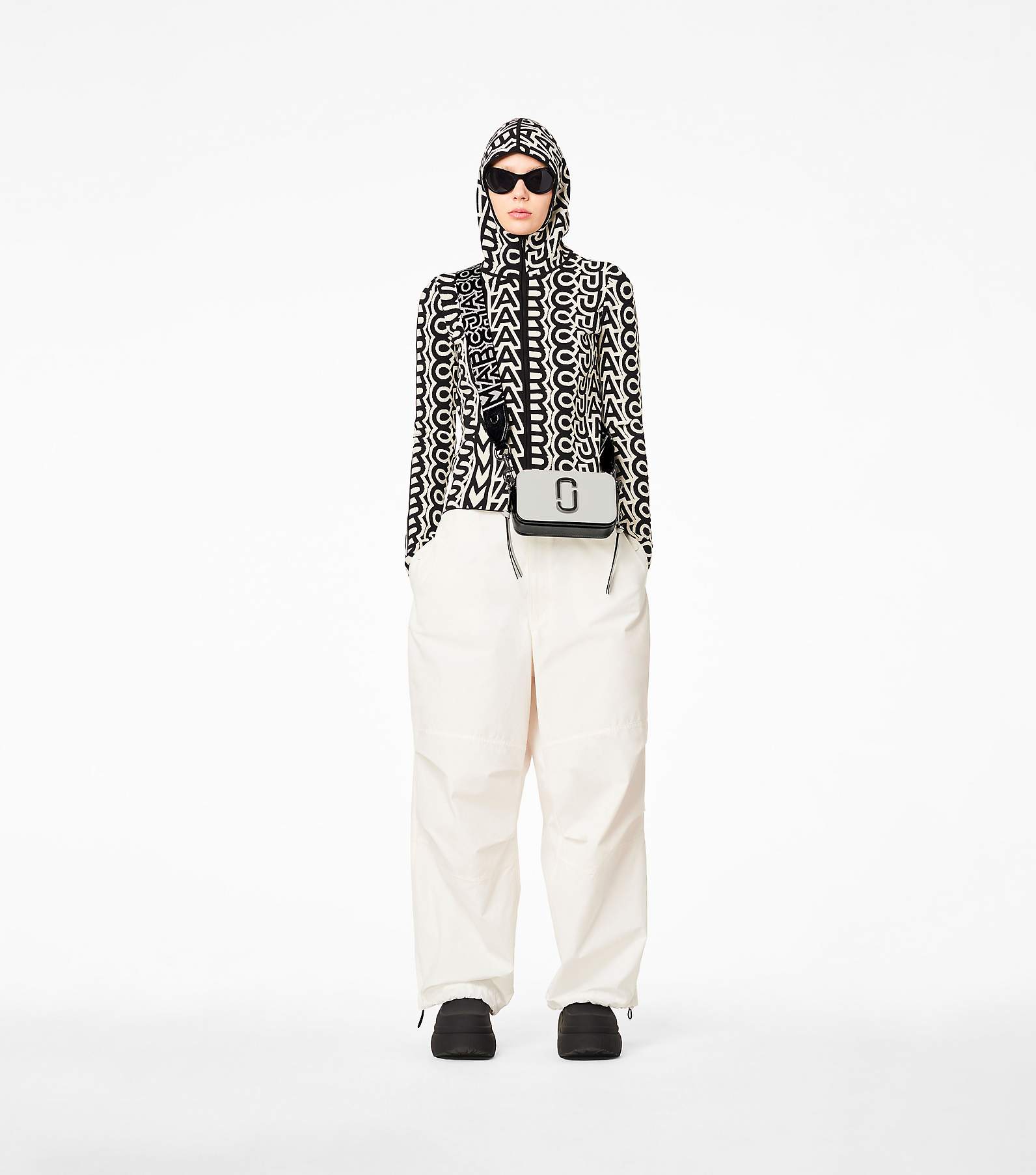 Marc Jacobs The Bi-Color Snapshot White Black Crossbody Bag