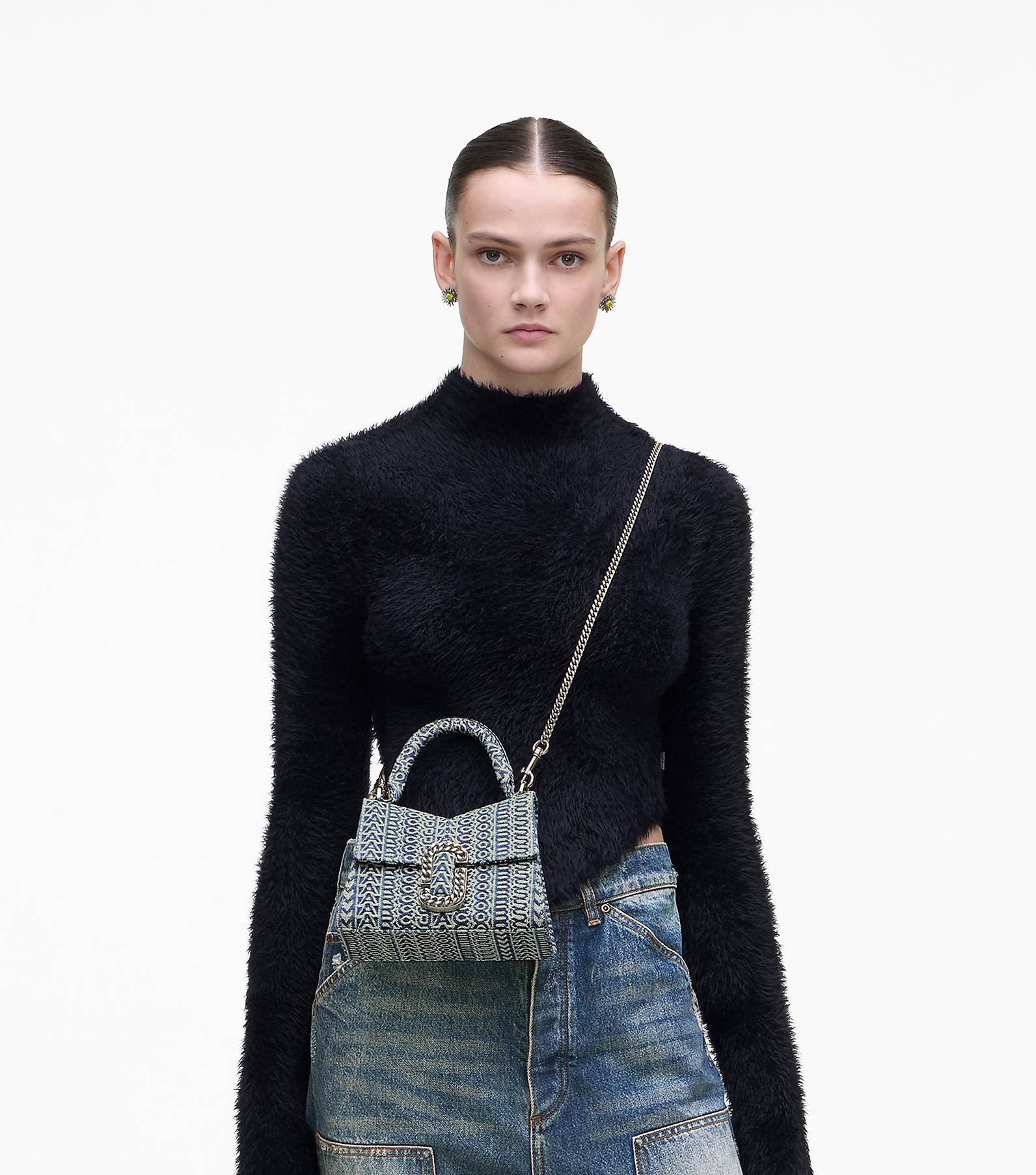 The Washed Monogram Denim St. Marc Mini Top Handle(null)