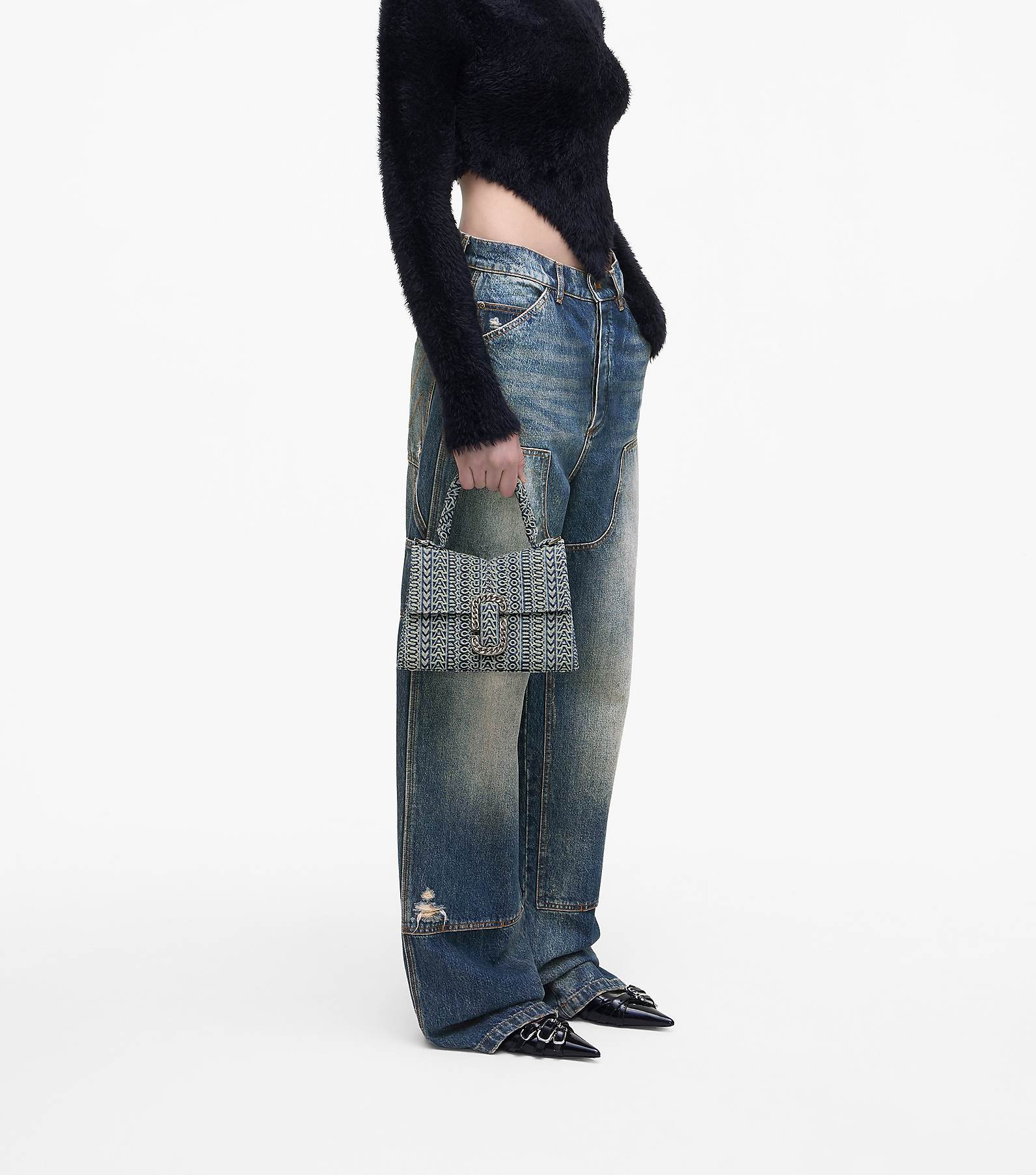 The Washed Monogram Denim St. Marc Top Handle(null)