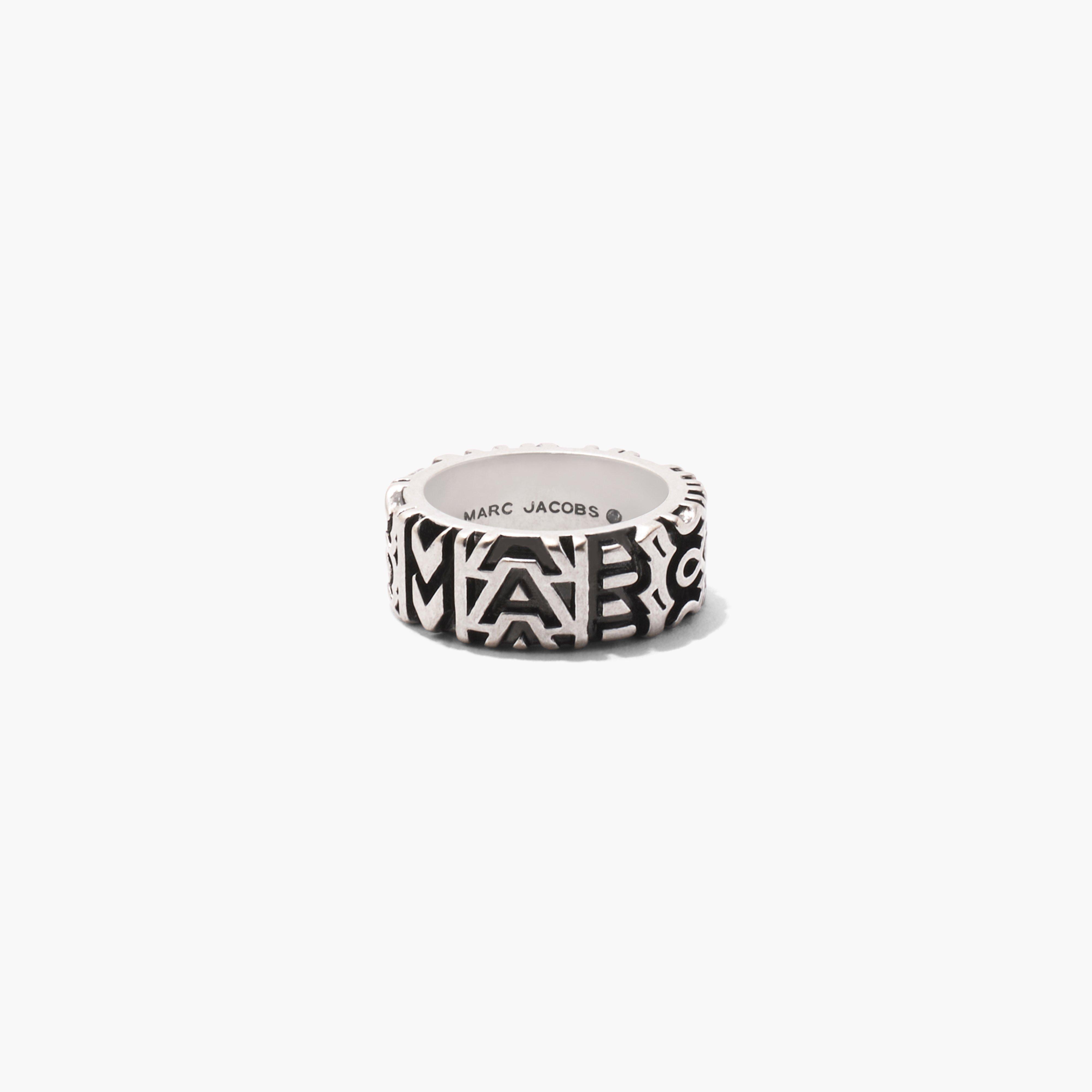 Marc by Marc jacobs The Monogram Engraved Ring,AGED SILVER