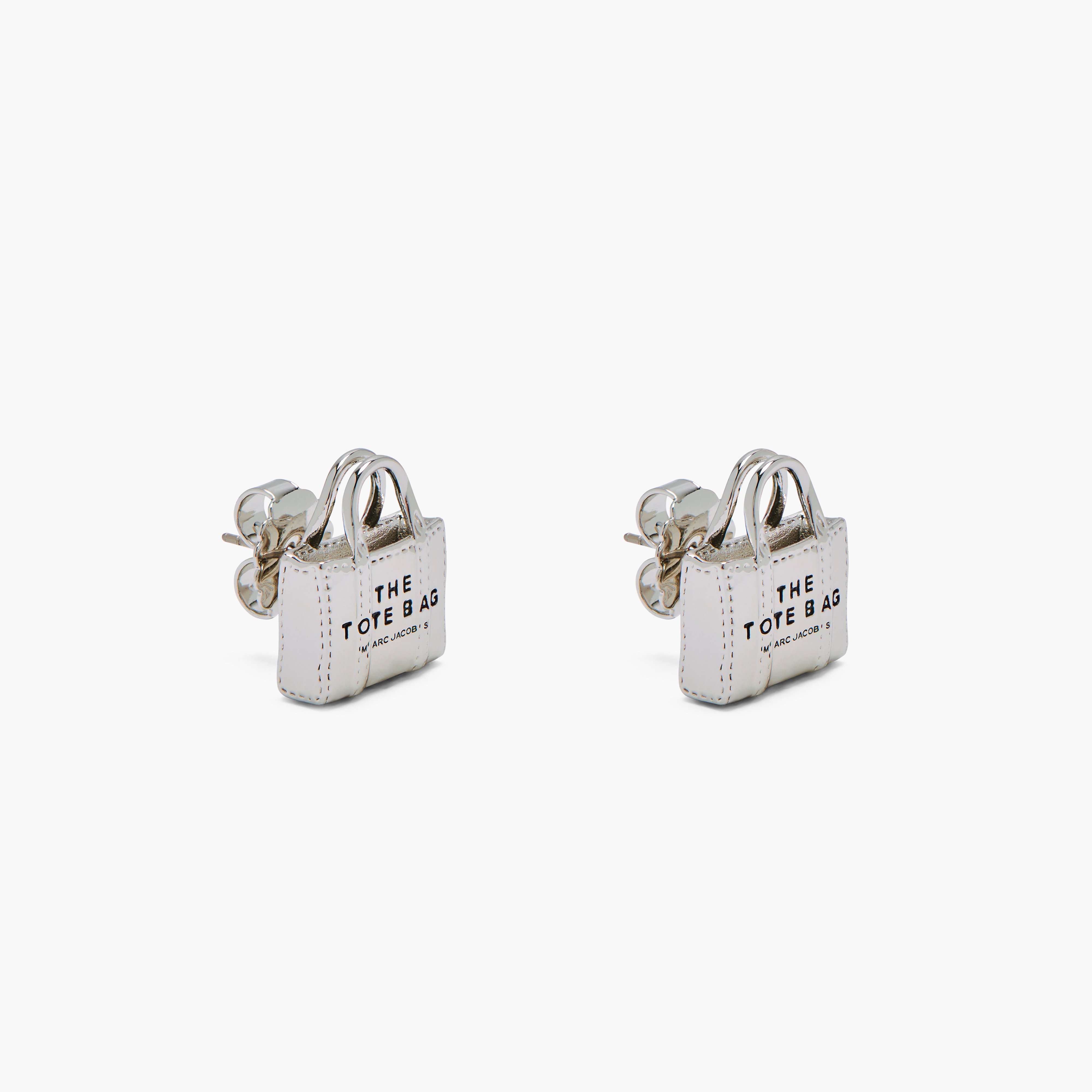 The Tote Bag Stud Earrings in Light Antique Silver