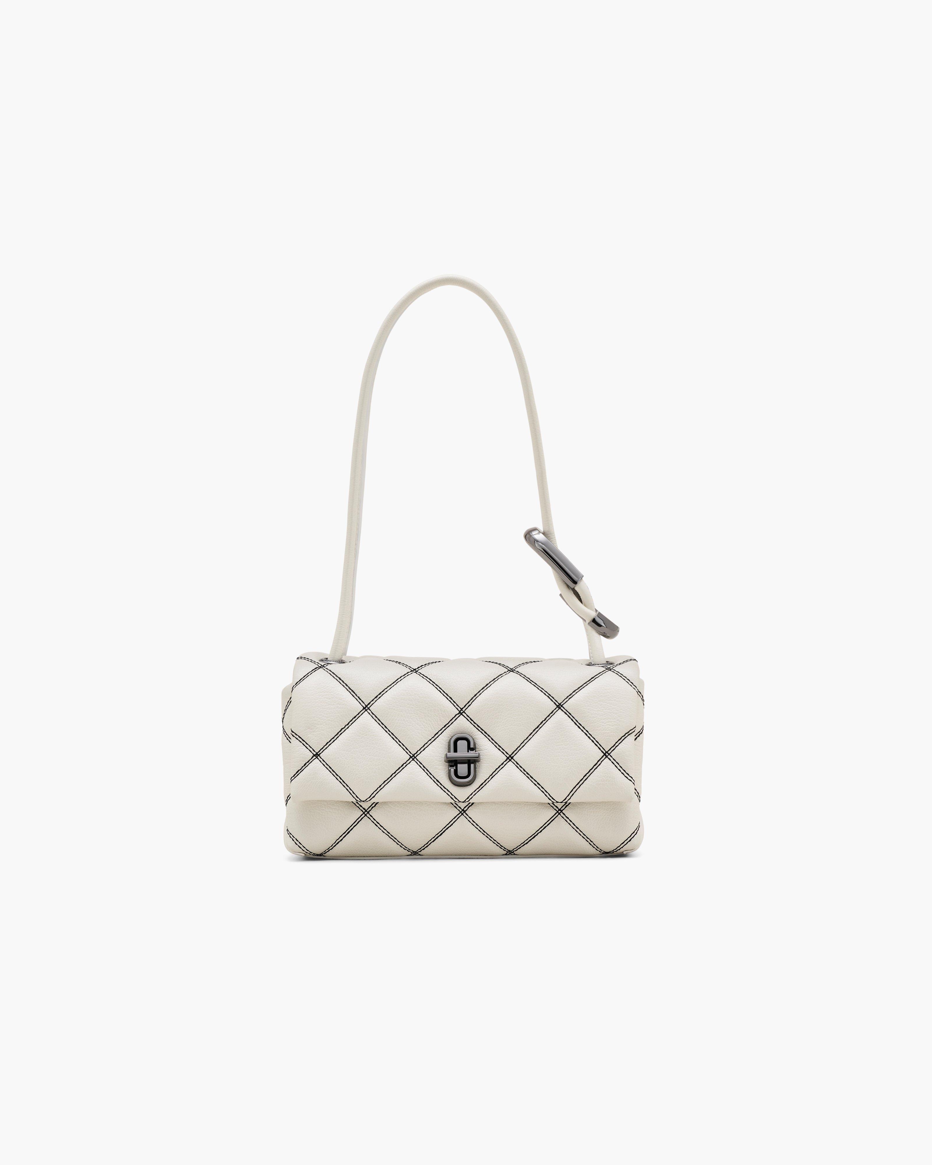 MARC JACOBS Marc Jacobs The Bi-Color Quilted Mini Dual Shoulder Bag in White/Black