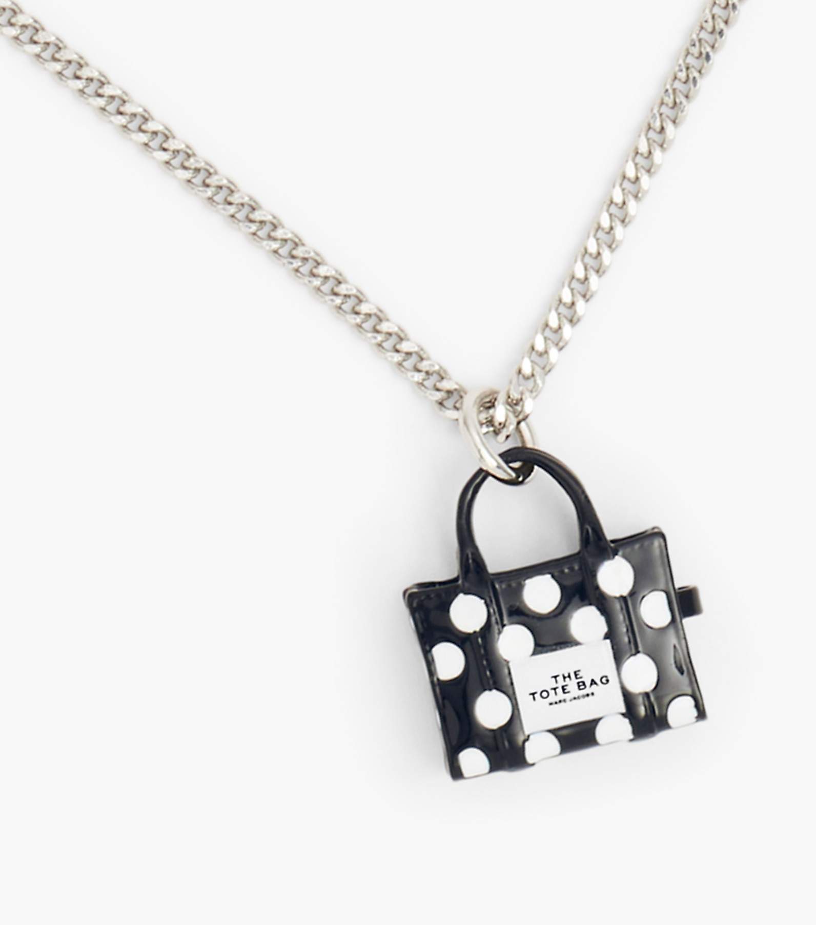 Marc Jacobs Silver Polka Dot Tote Pendant Necklace