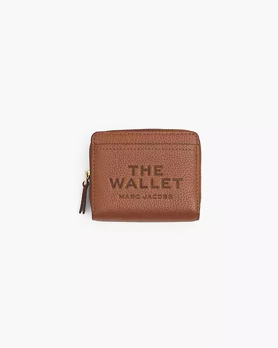 COMPACT ZIPPED WALLET IN GRAINED CALFSKIN - NUDE
