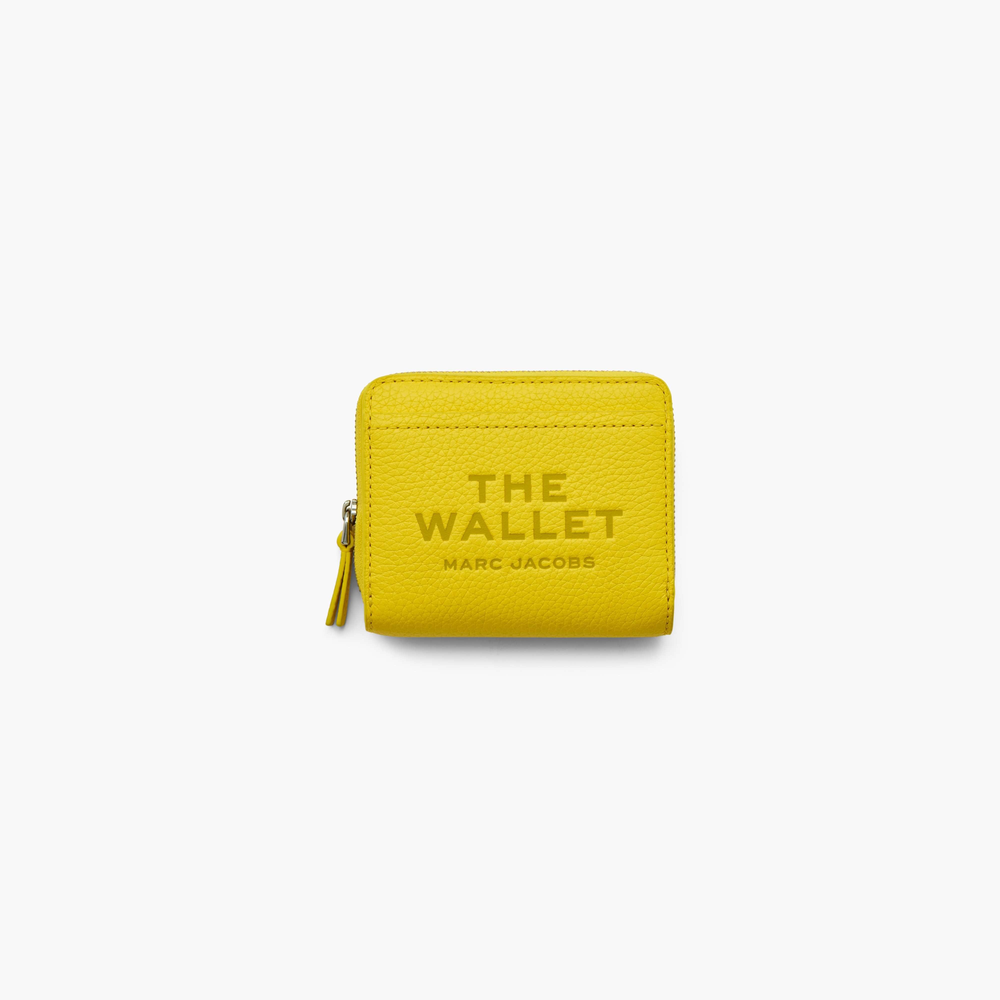 The Leather Mini Compact Wallet in Smiley Yellow