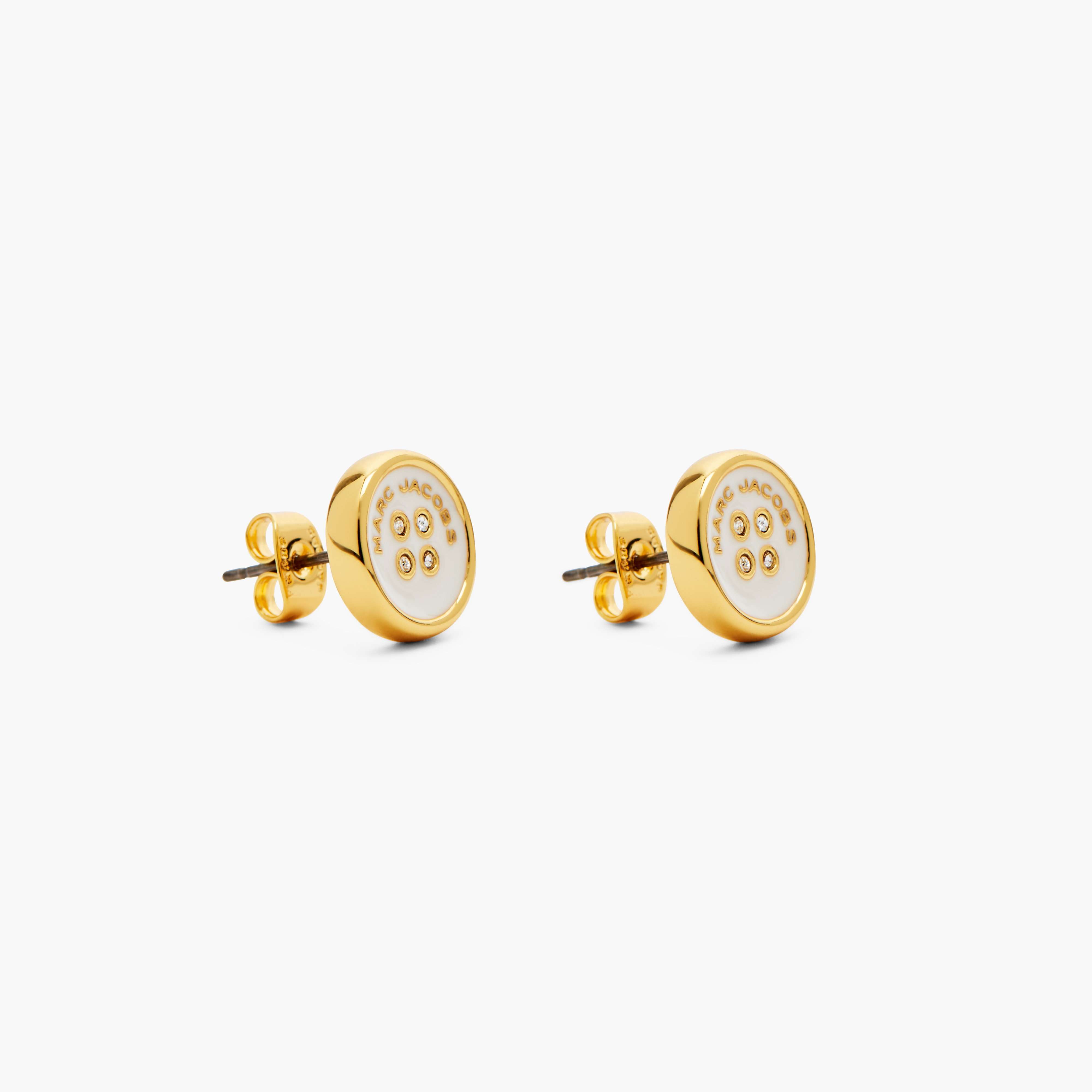 The Button Stud Earrings in Gold/Cream
