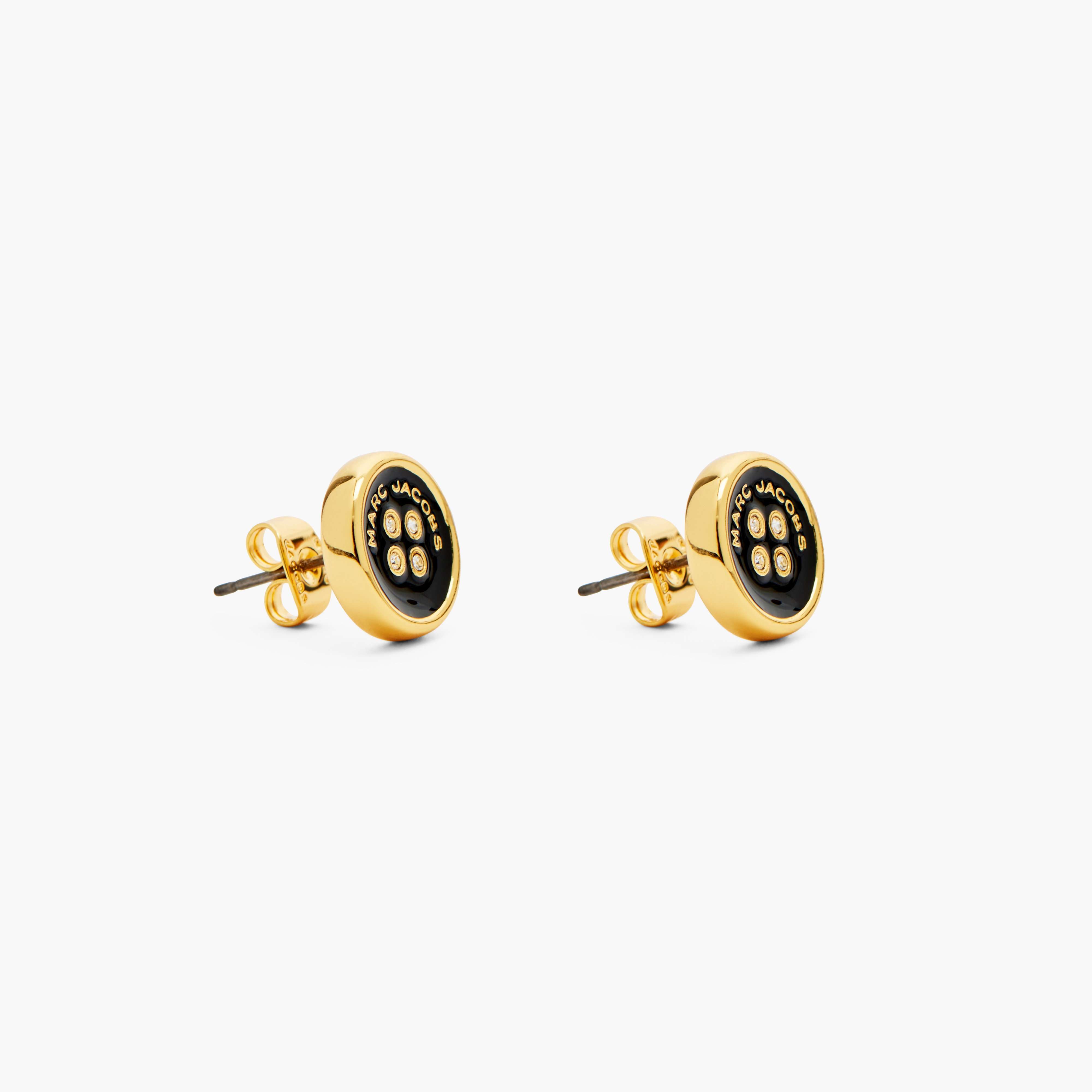 The Button Stud Earrings in Gold/Black