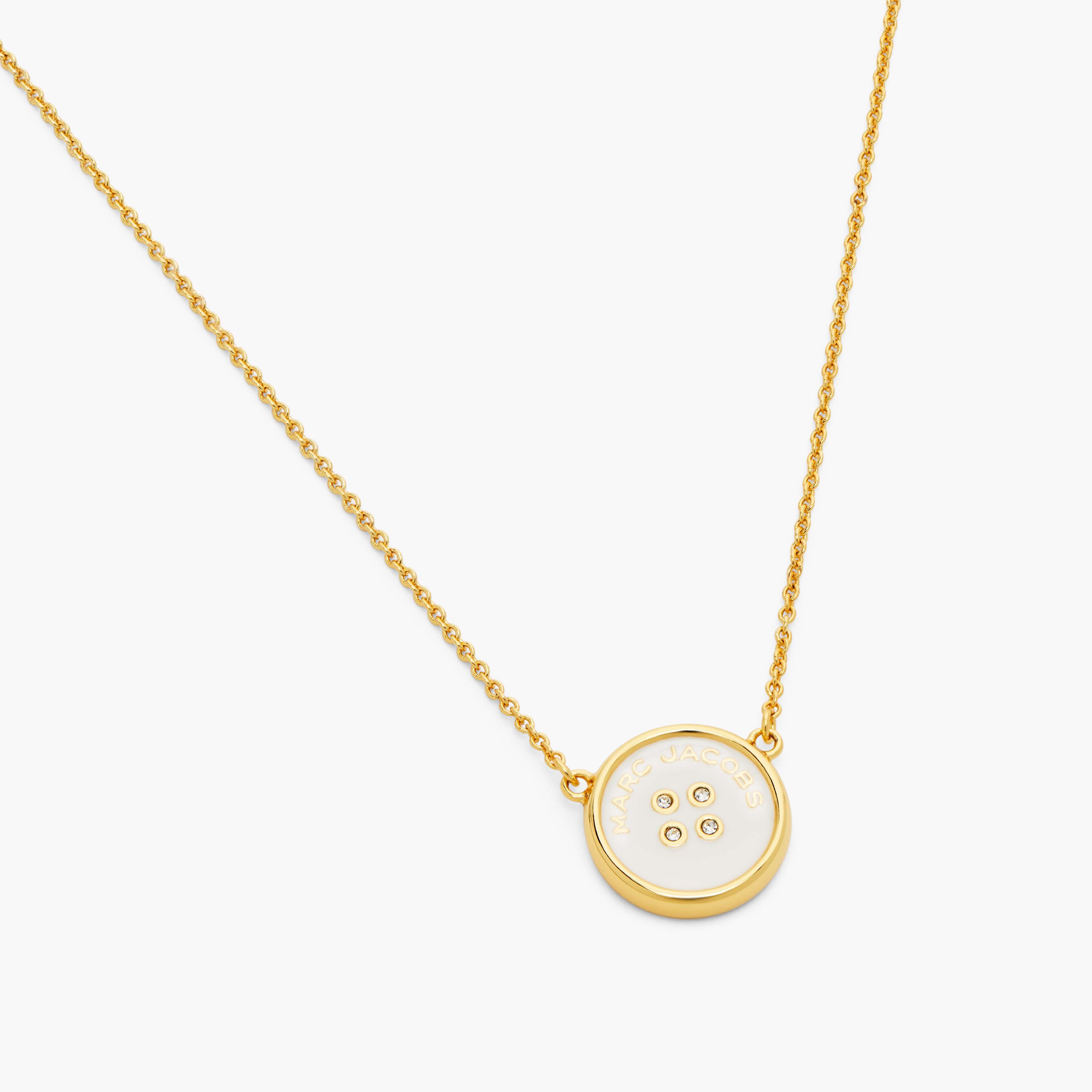 The Button Pendant Necklace in Gold/Cream