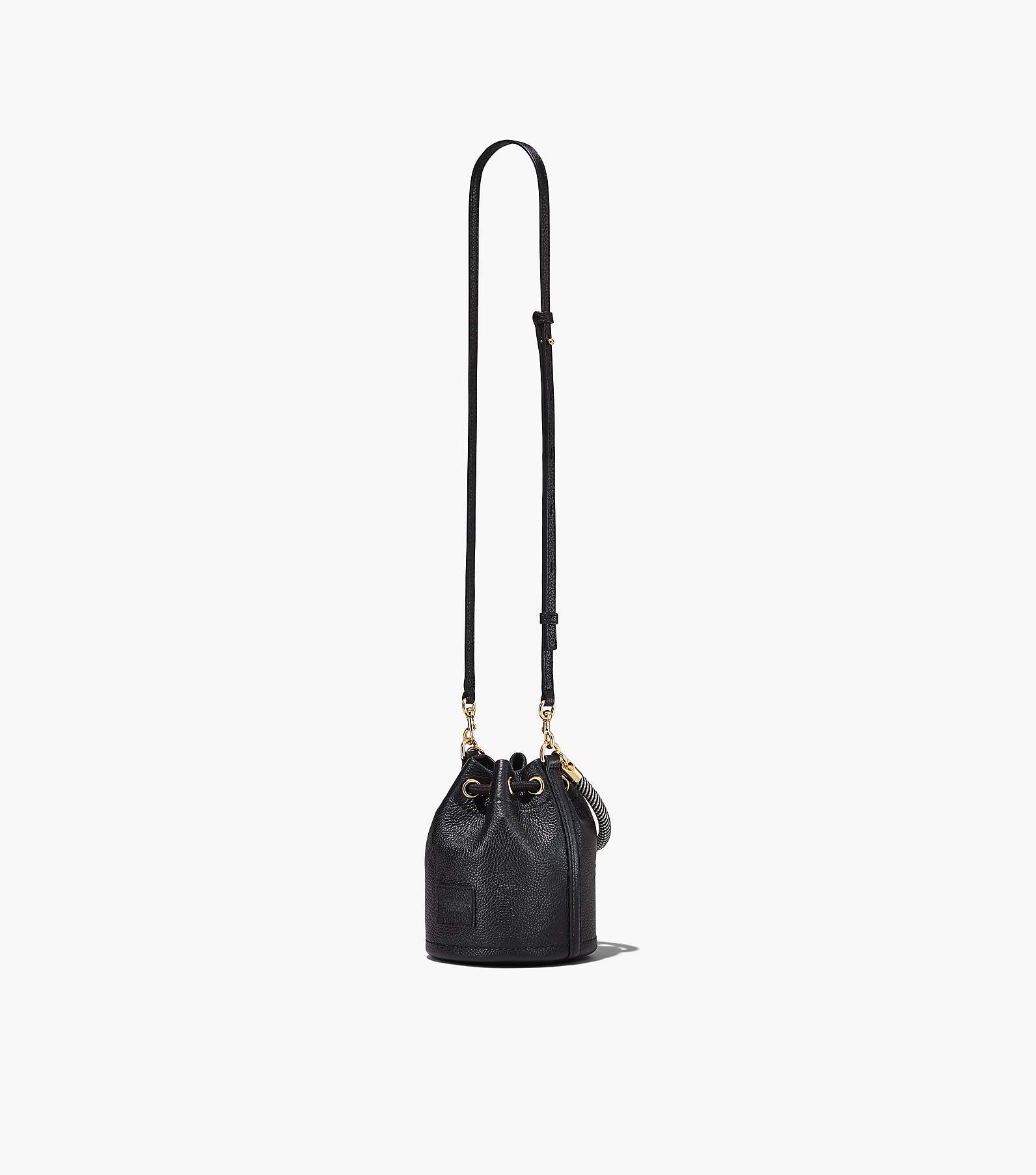 Black Shoulder Leather Handbags Adjustable Strap Unique Bucket