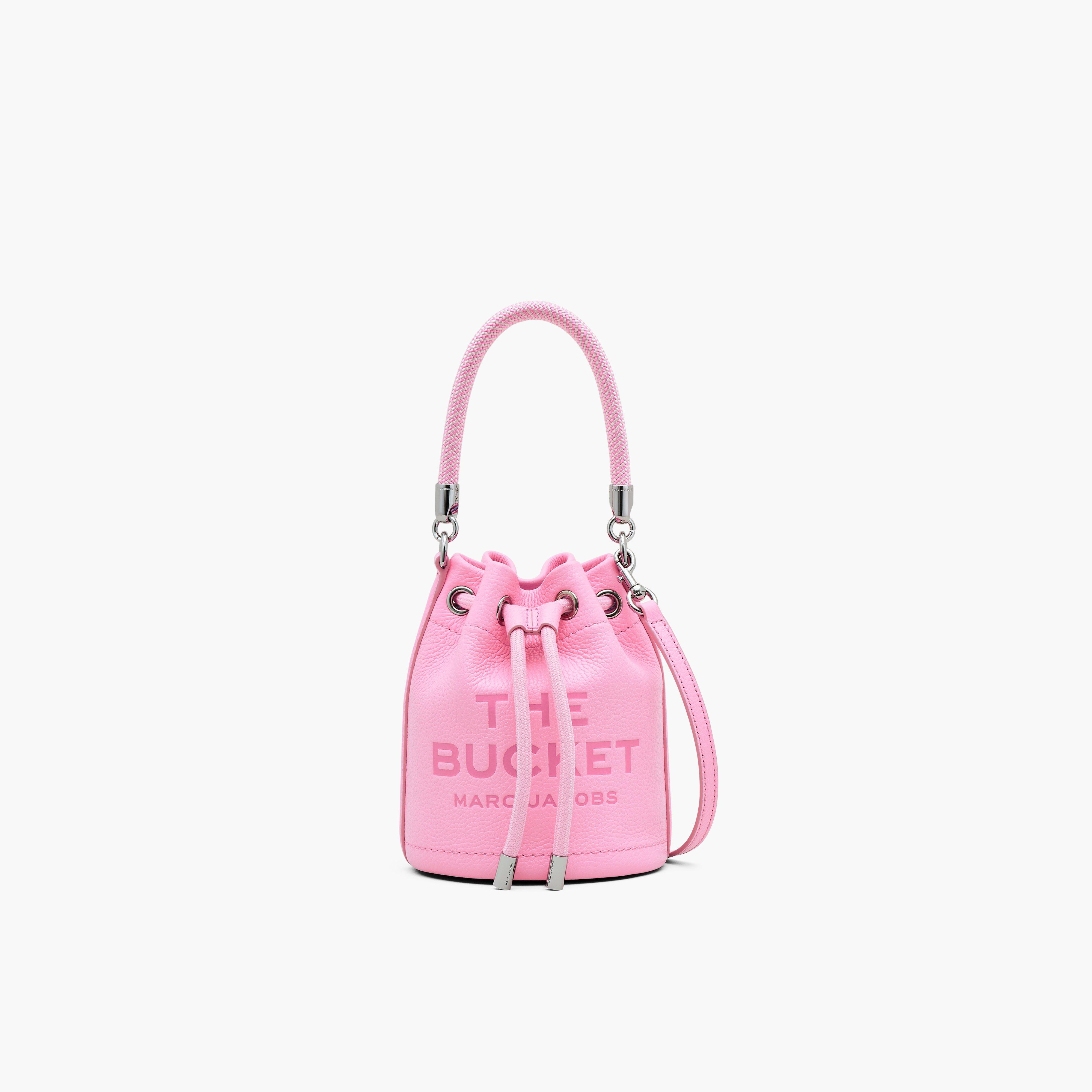 The Leather Mini Bucket Bag - FLURO CANDY PINK