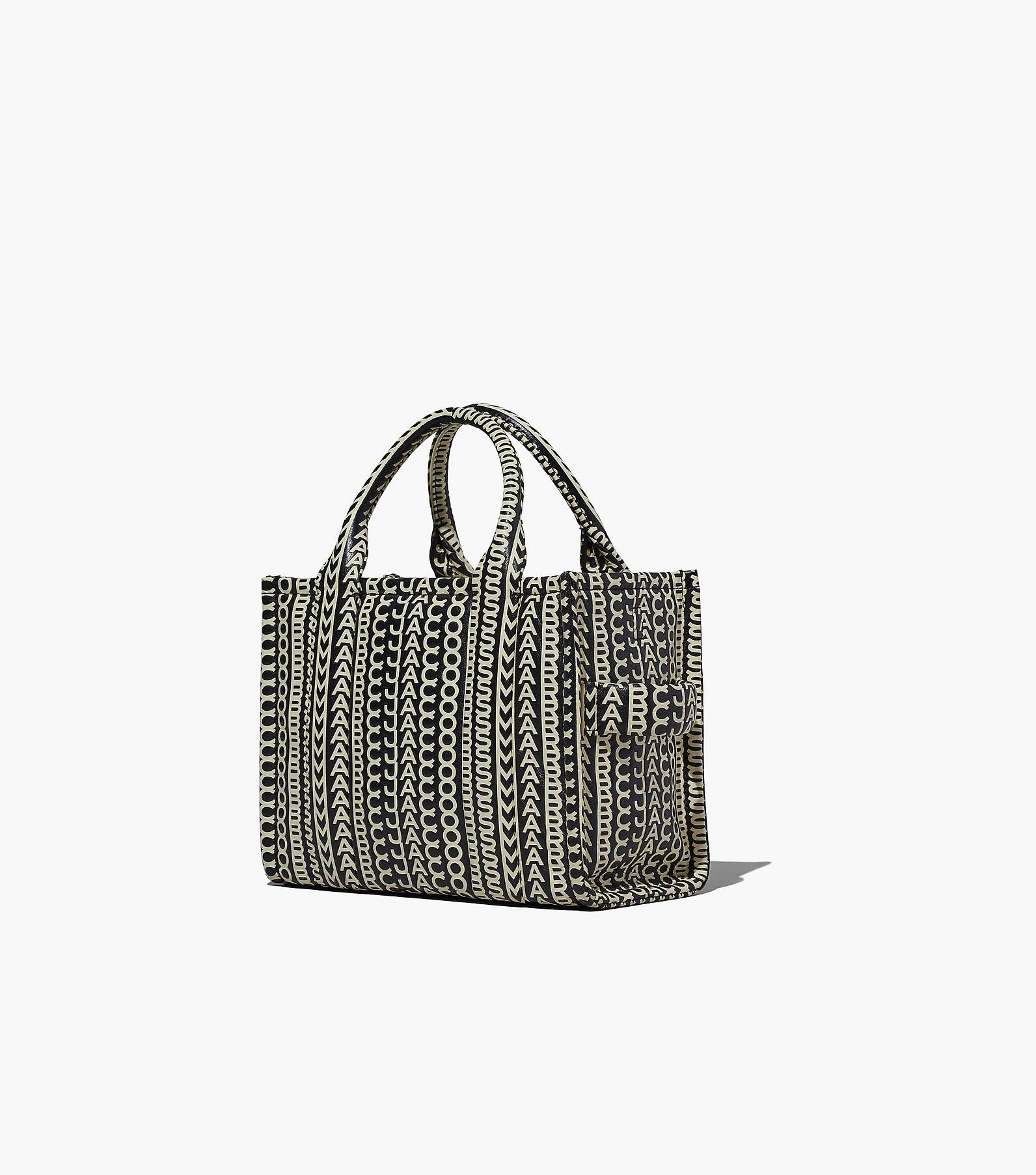 Small leather-trimmed printed canvas tote