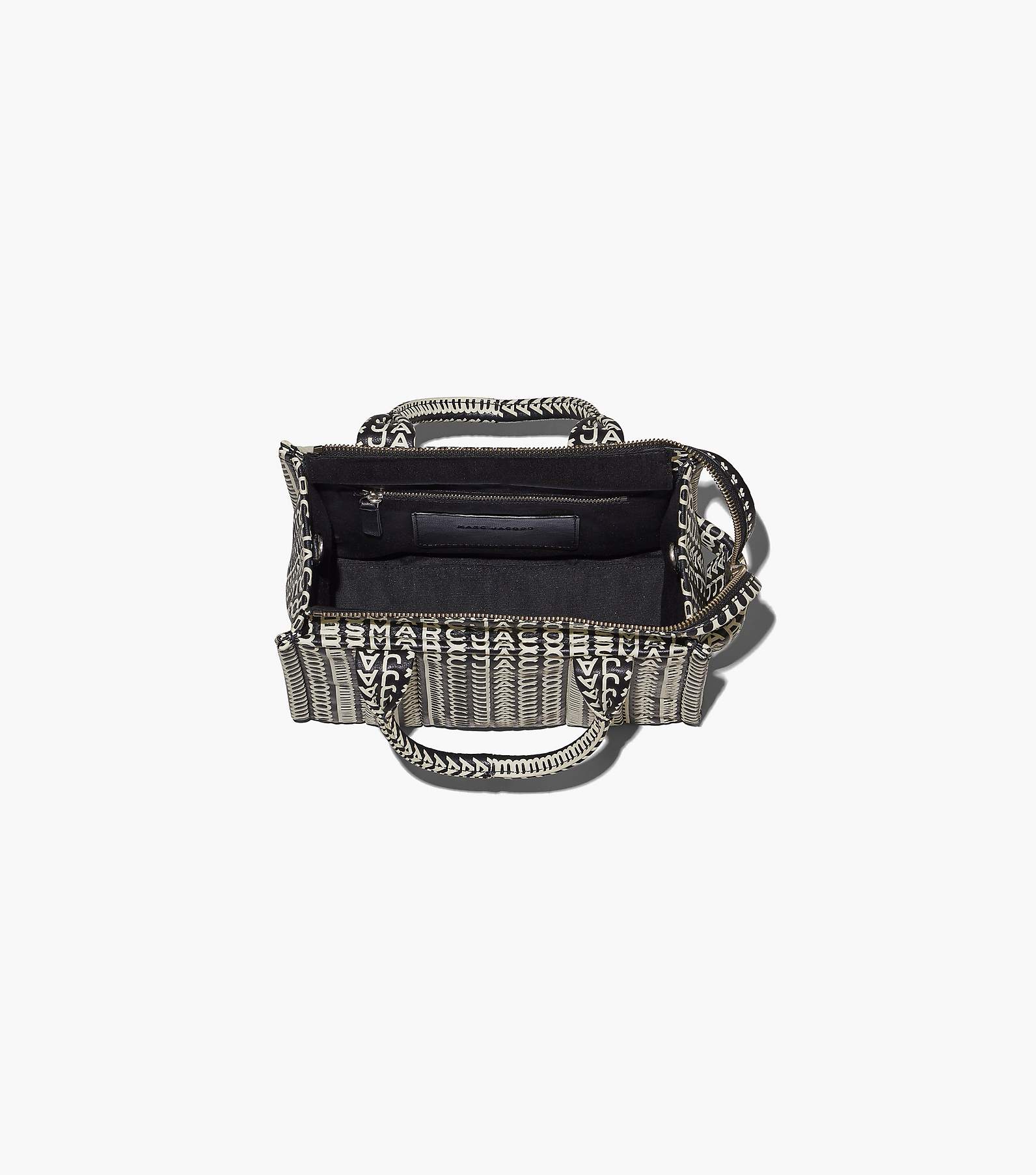 Marc Jacobs The Monogram Leather Mini Tote Bag Black/White