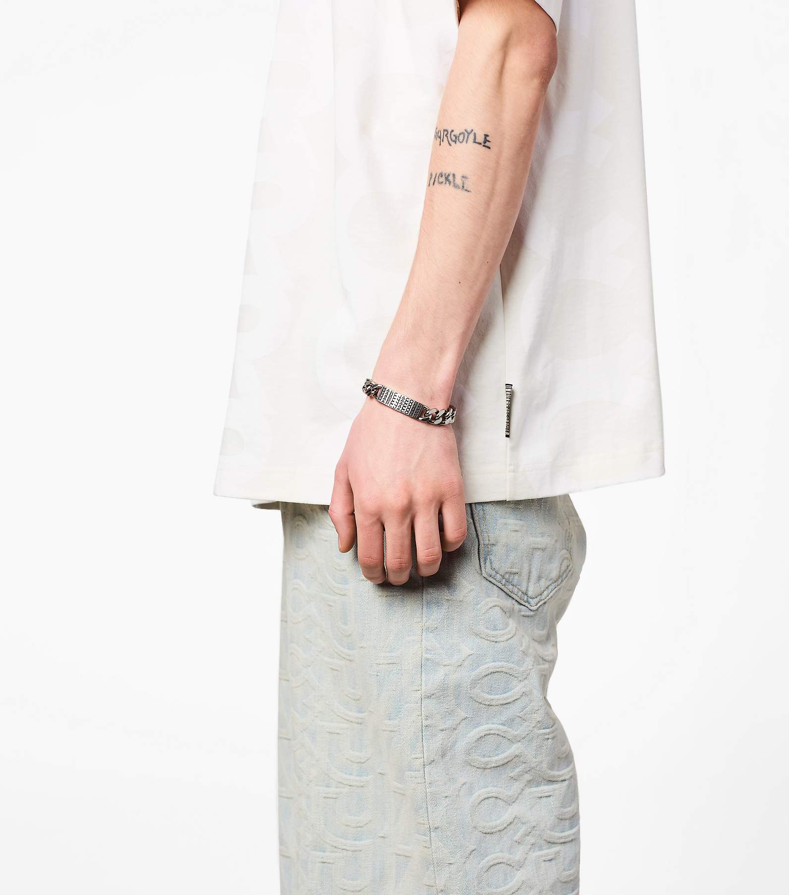 Denim Jacket Oversize Tattoo Monogram with Crystals