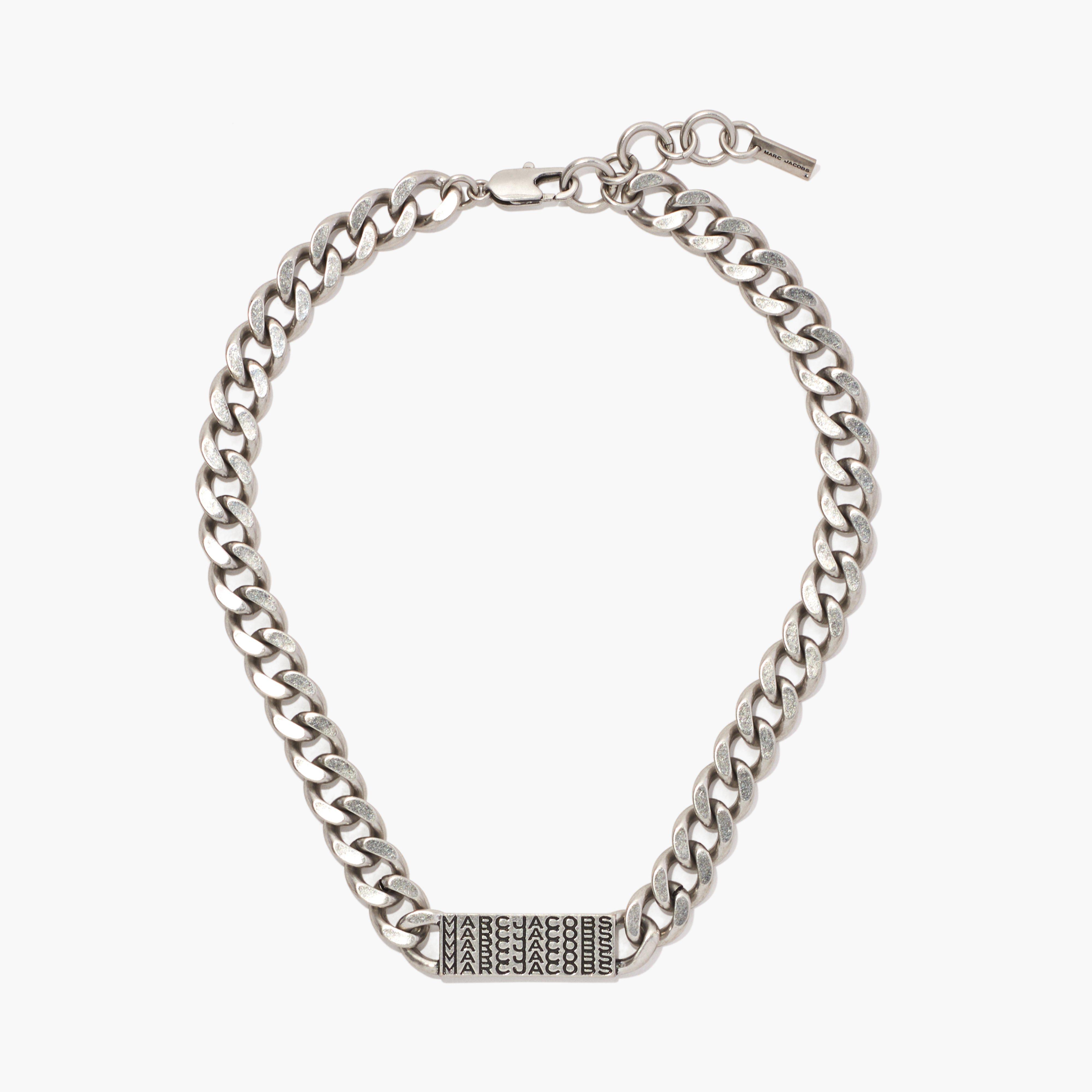 Marc by Marc jacobs The Barcode Monogram ID Chain Necklace,AGED SILVER