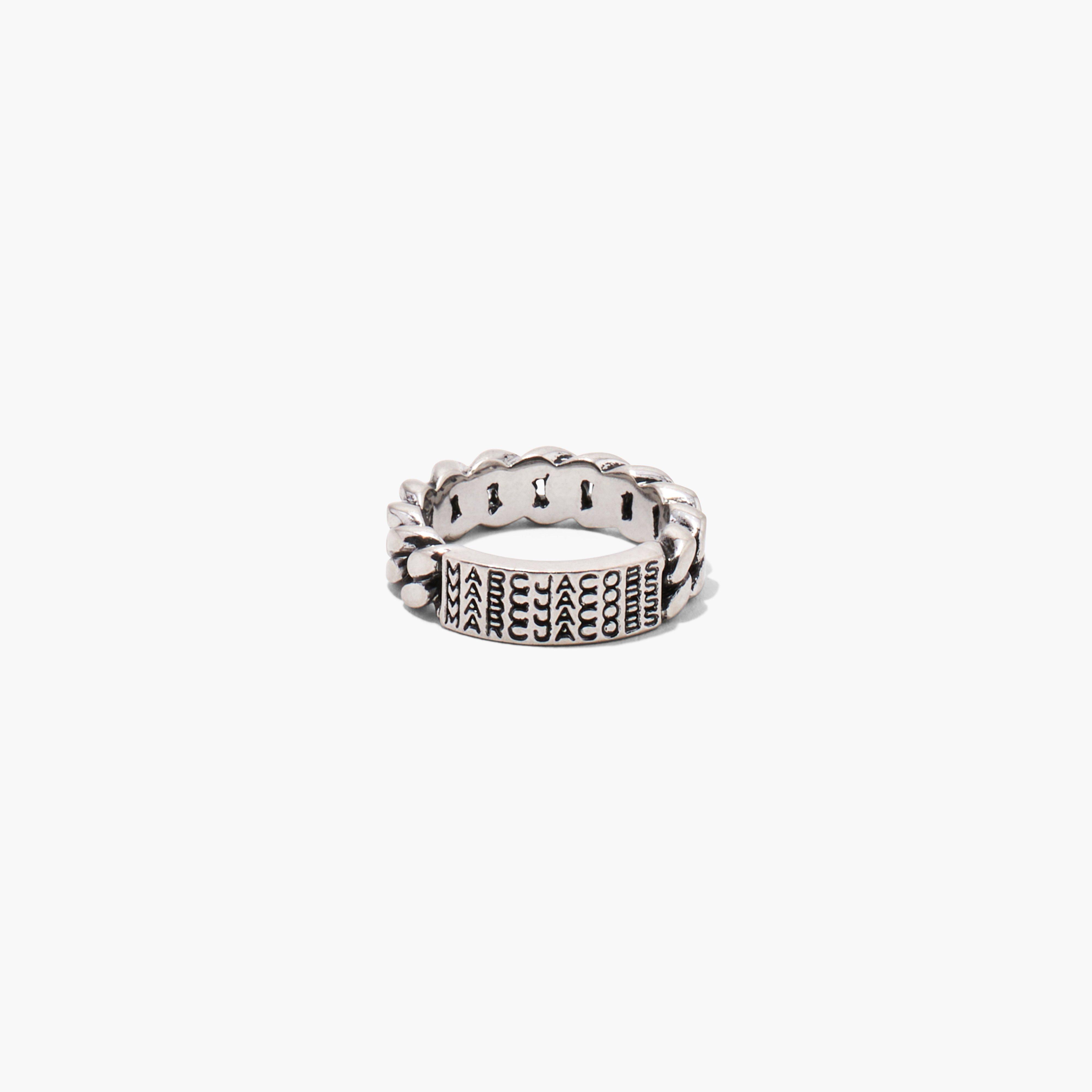 Marc by Marc jacobs The Barcode Monogram ID Chain Ring,AGED SILVER