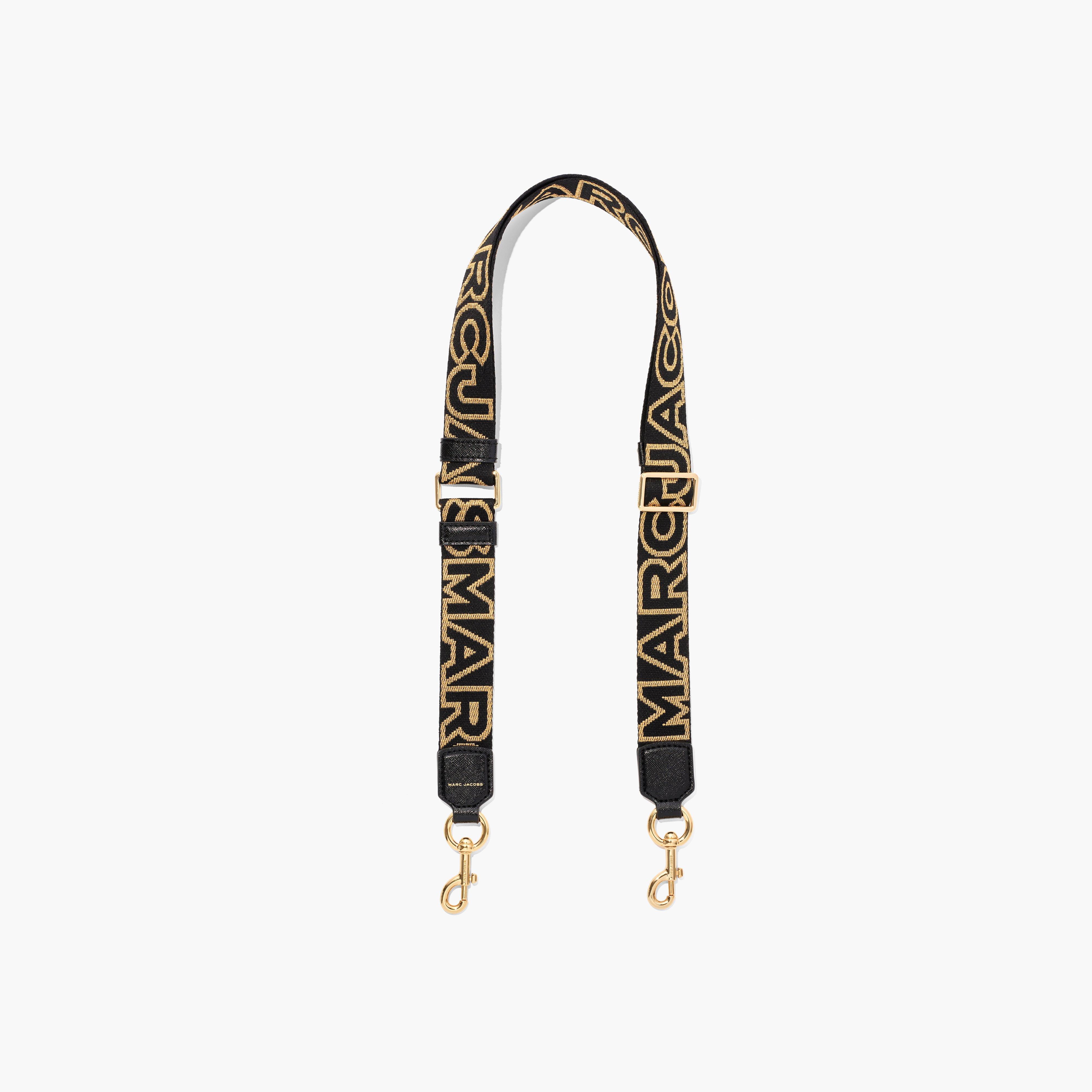 Marc by Marc jacobs The Thin Outline Logo Webbing Strap,BLACK/GOLD