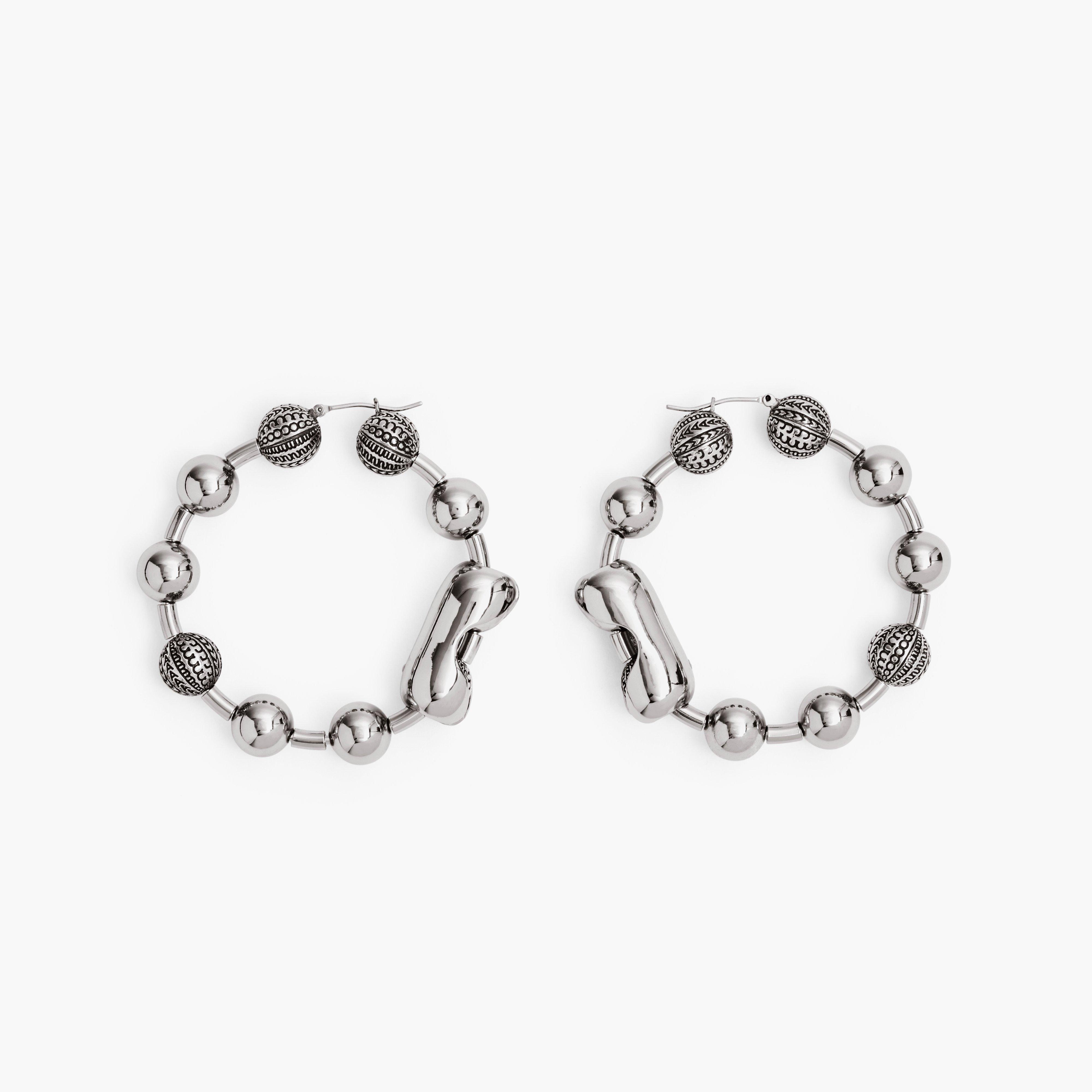 Marc by Marc jacobs The Monogram Ball Chain Hoop,LIGHT ANTIQUE SILVER