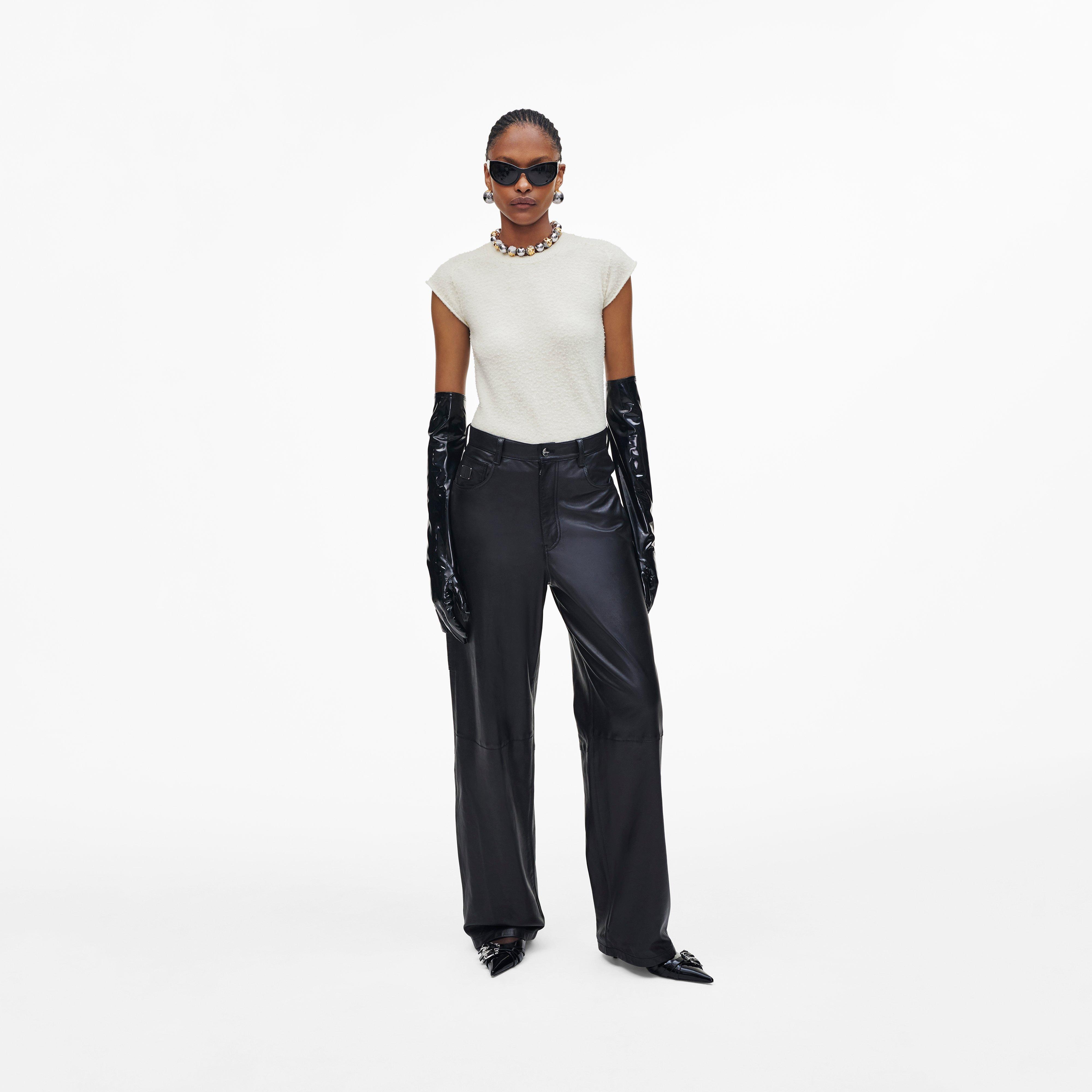 Marc by Marc jacobs Oversized Leather Pant,BLACK