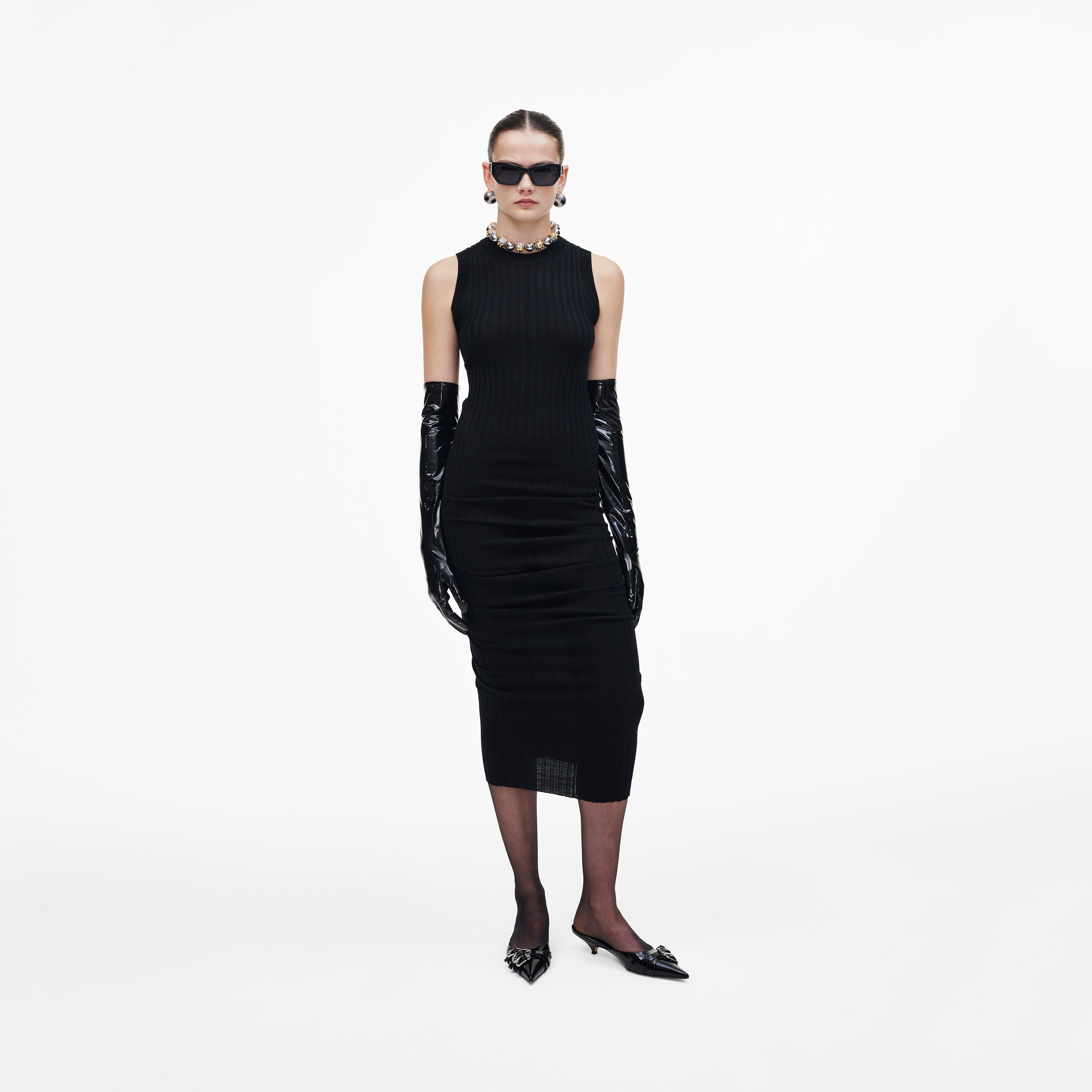 Marc by Marc jacobs Fine Ribbed Merino Twisted Dress,BLACK