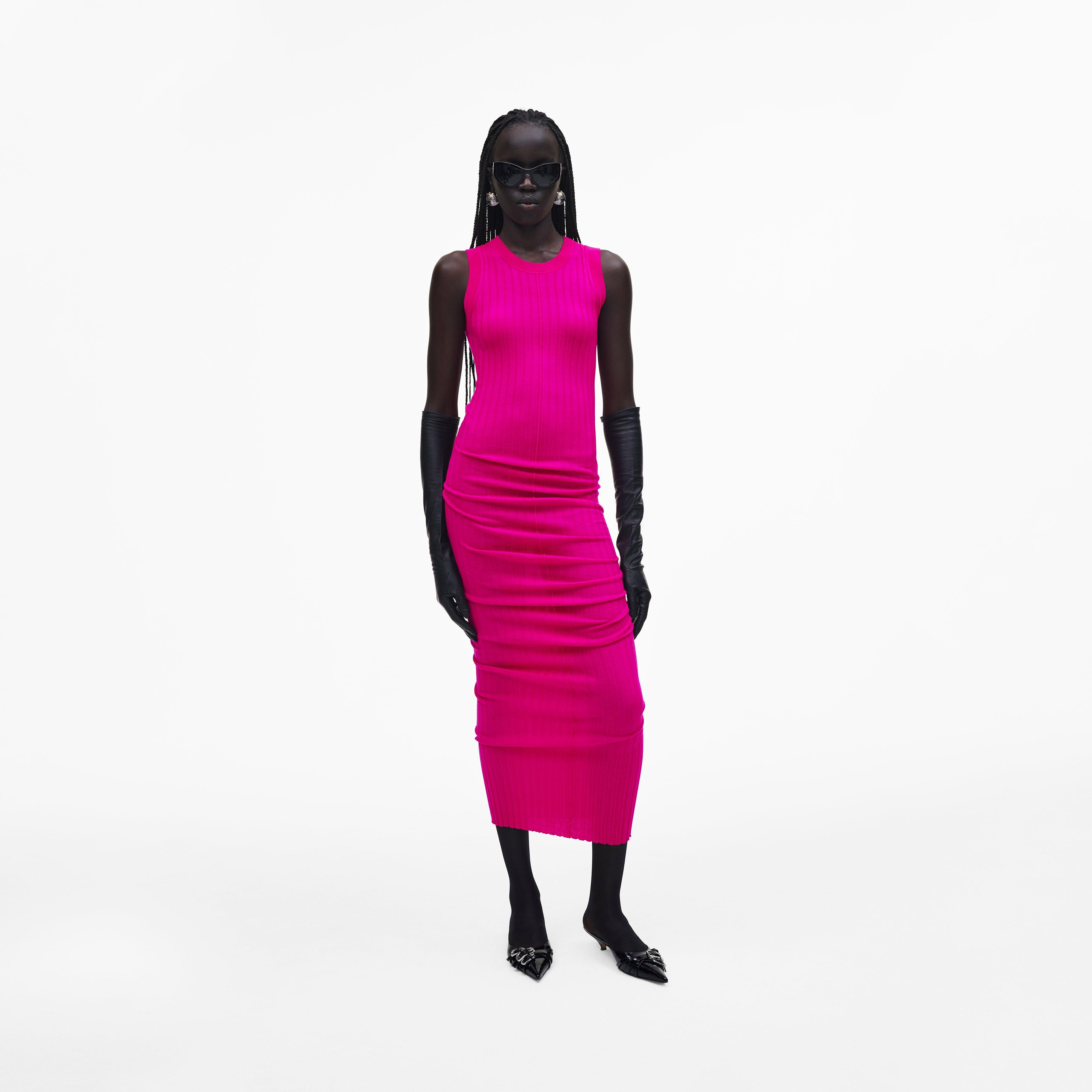 Marc by Marc jacobs Fine Ribbed Merino Twisted Dress,HOT PINK