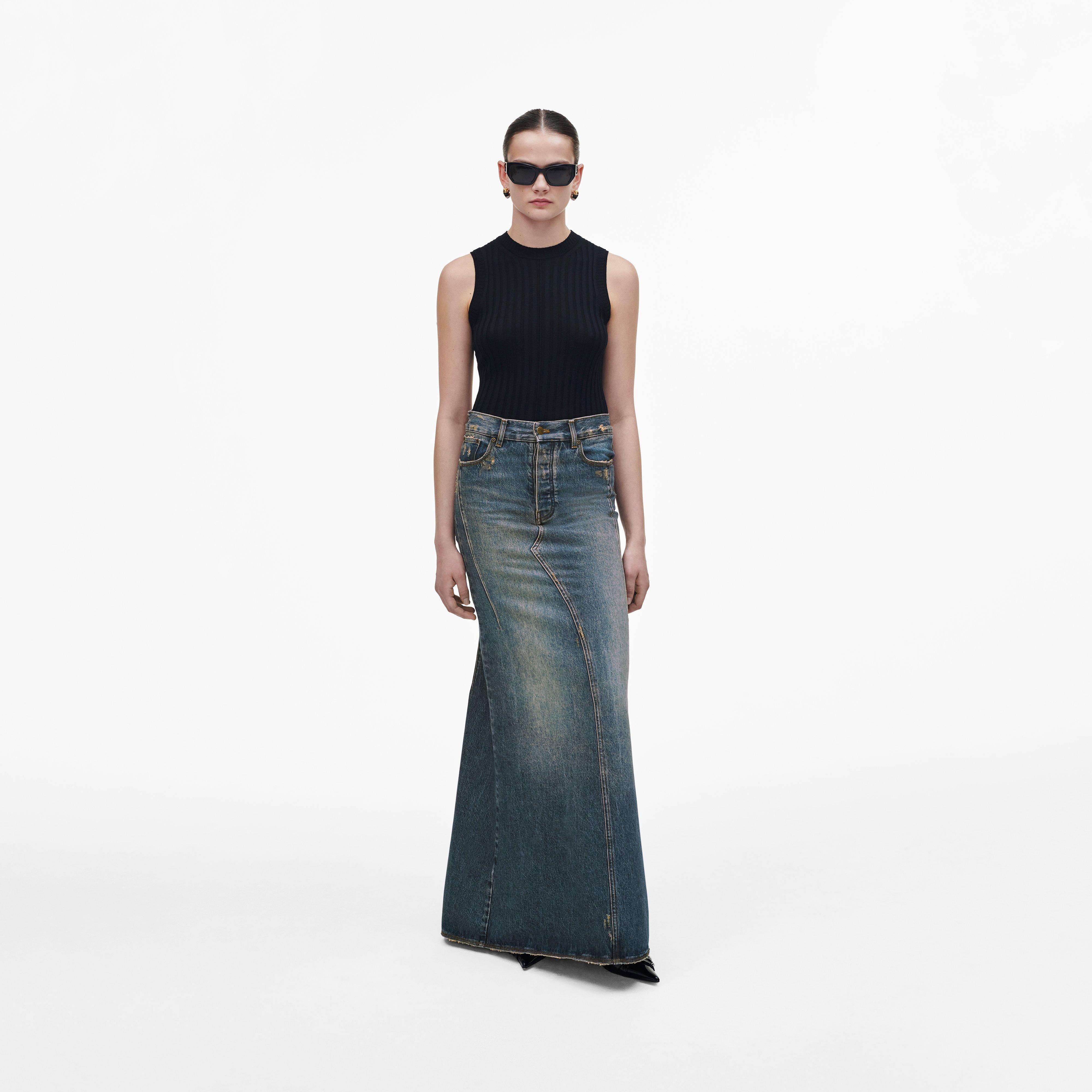 Marc by Marc jacobs Long Fluted Skirt,GRUNGE INDIGO