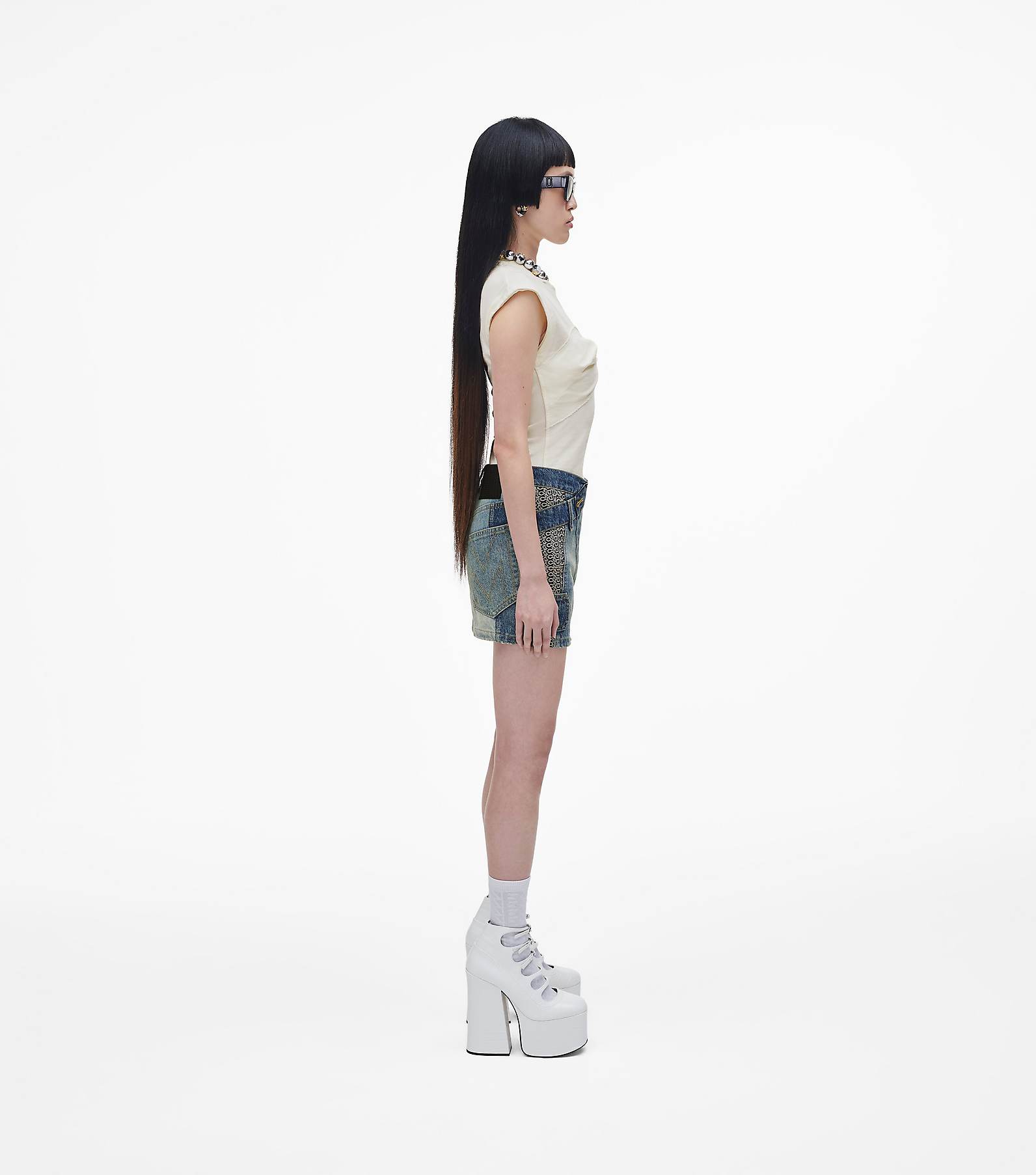 Patchwork Denim Mini Skirt(null)