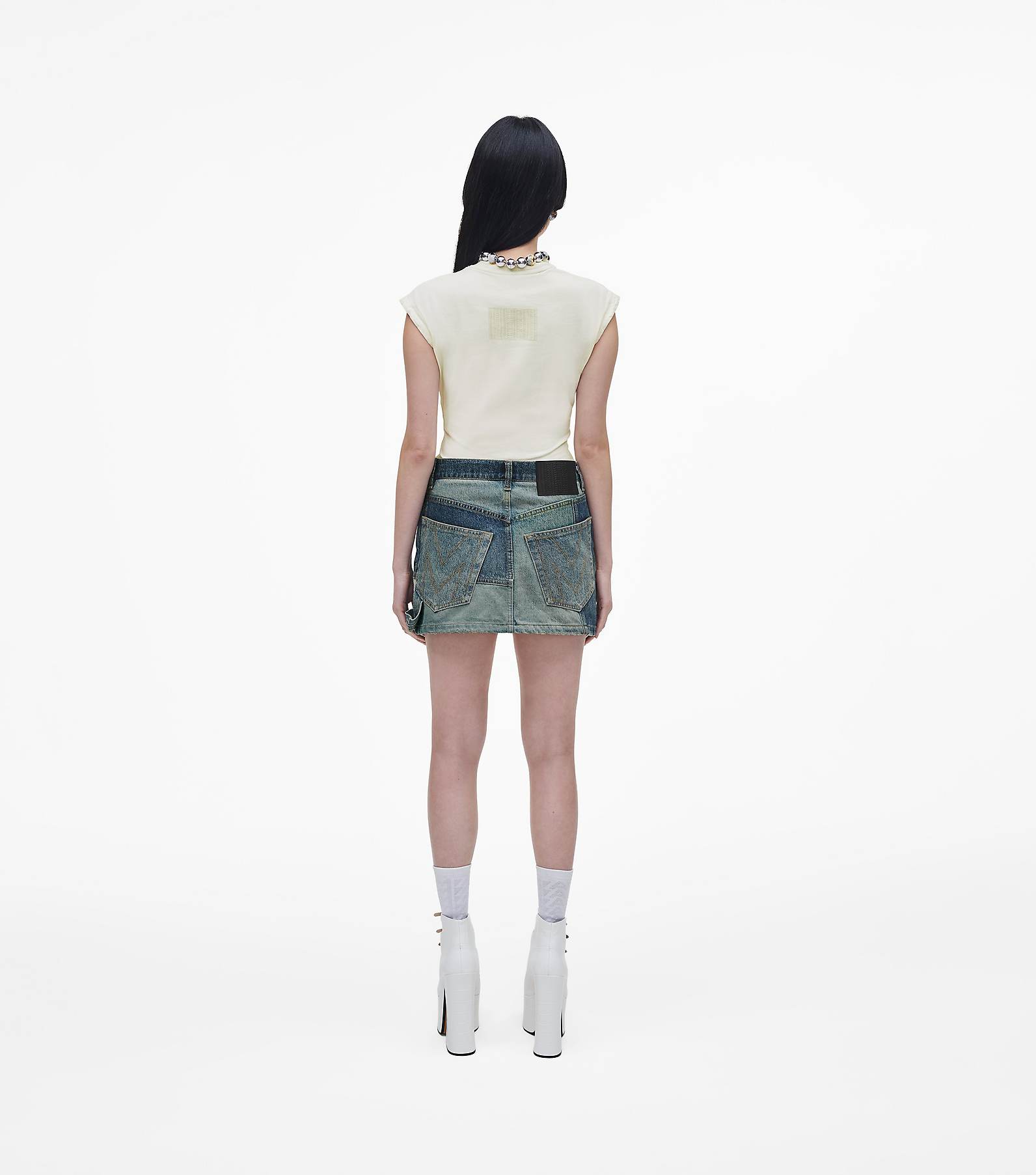 Patchwork Denim Mini Skirt(null)