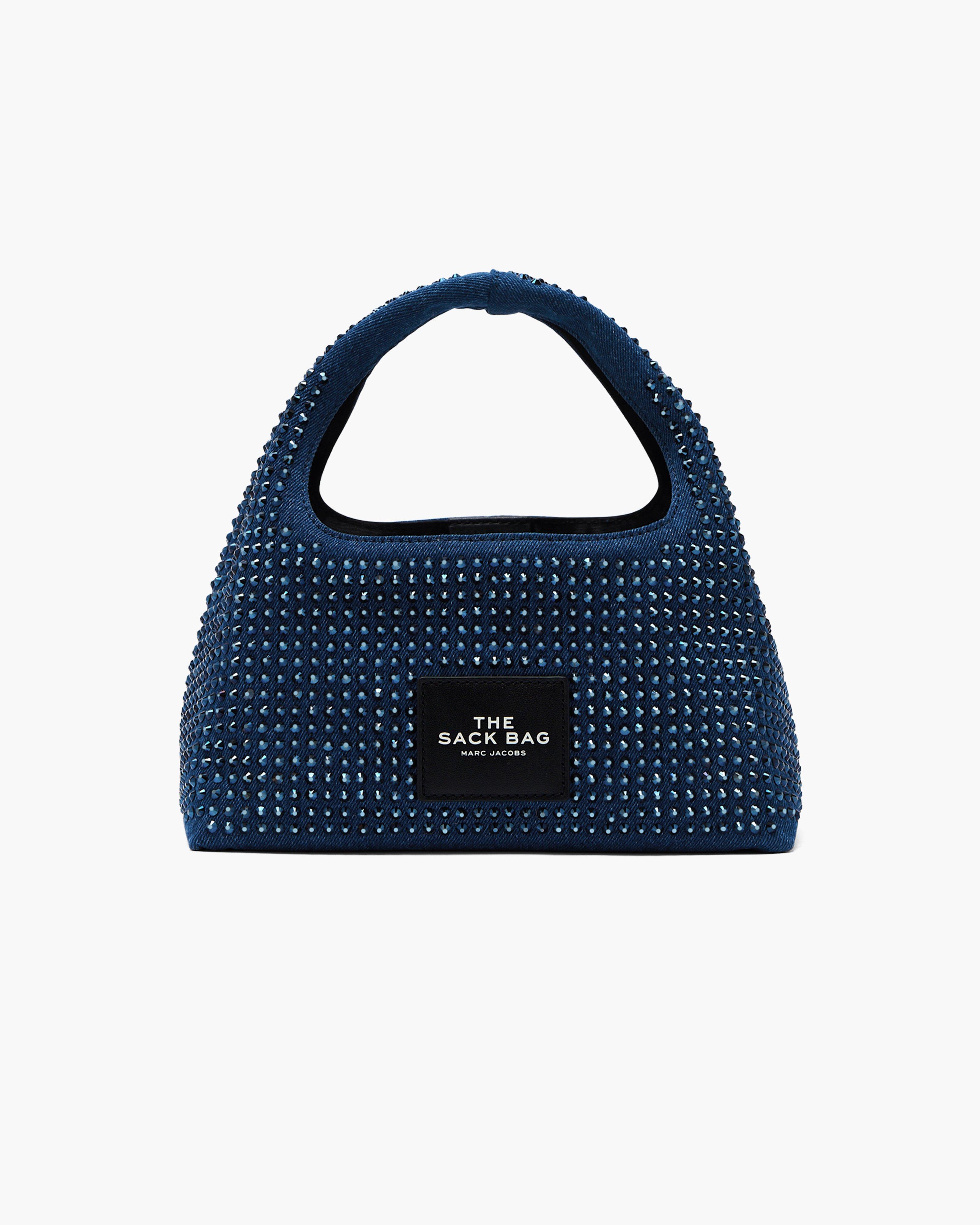MARC JACOBS Marc Jacobs The Crystal Denim Mini Sack Bag in Dark Wash Crystal