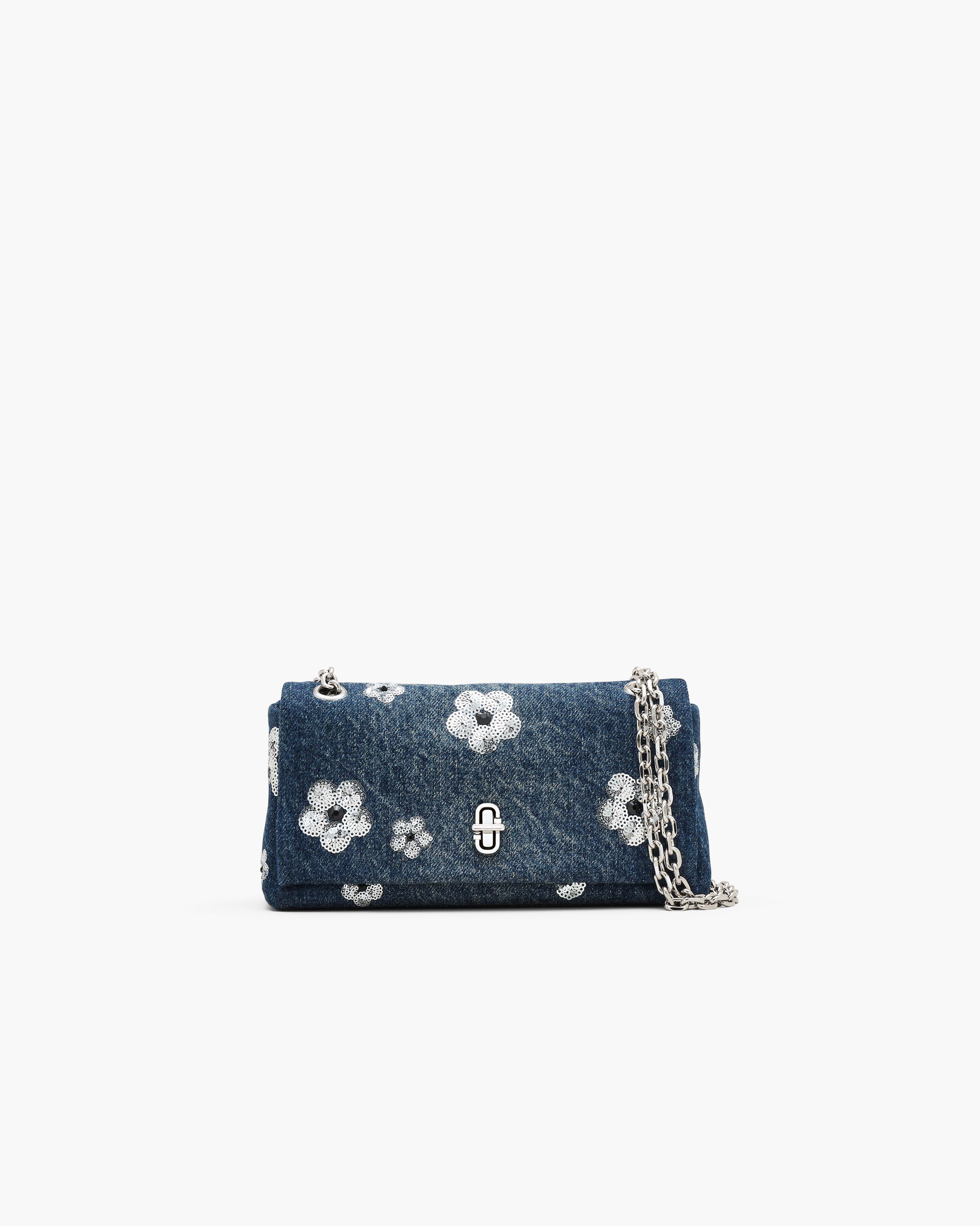 MARC JACOBS Marc Jacobs The Sequin Daisy Denim Dual Chain Mini Bag in Vintage Indigo