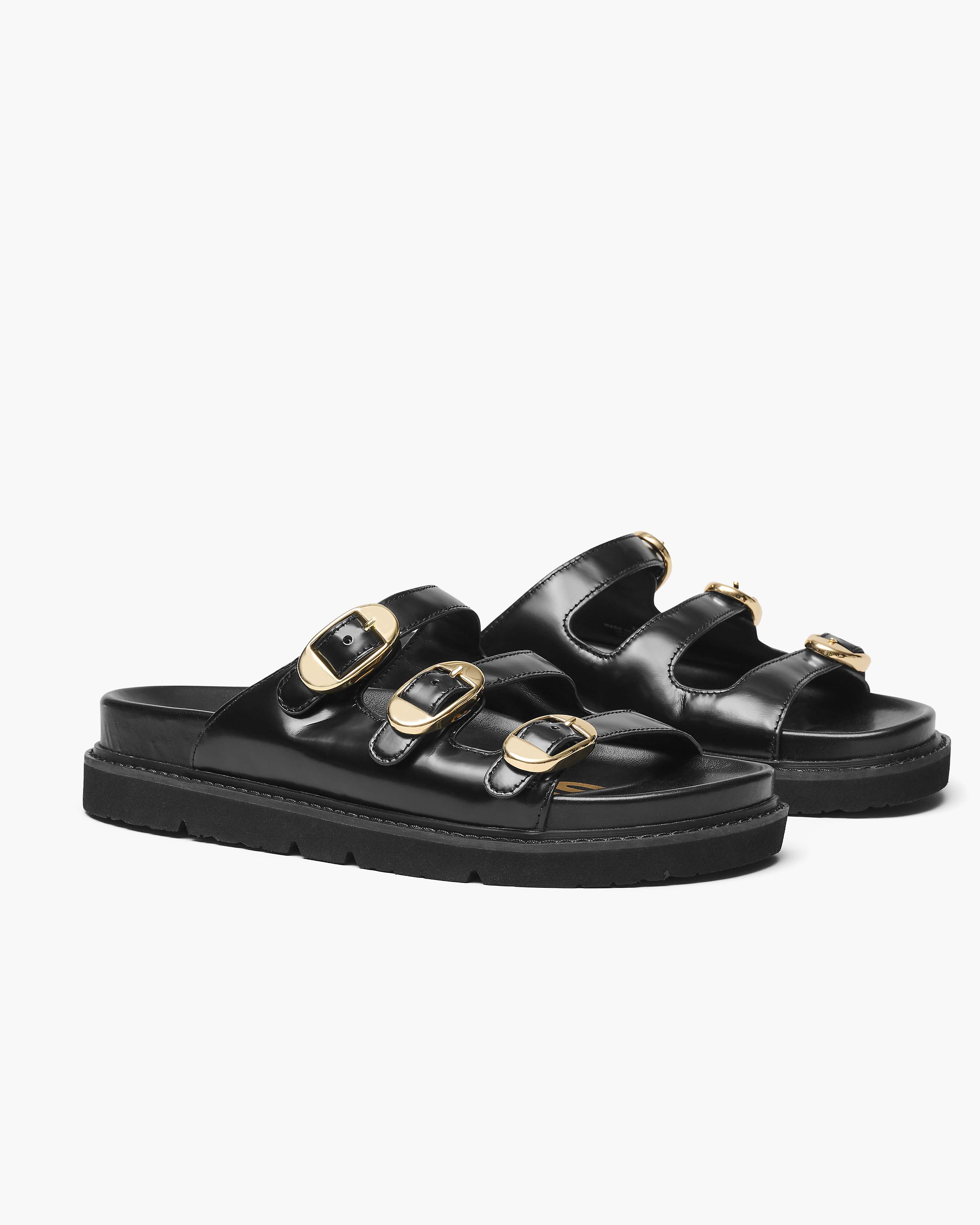 MARC JACOBS Marc Jacobs The Leather Kiki Slide in Black, Size 37