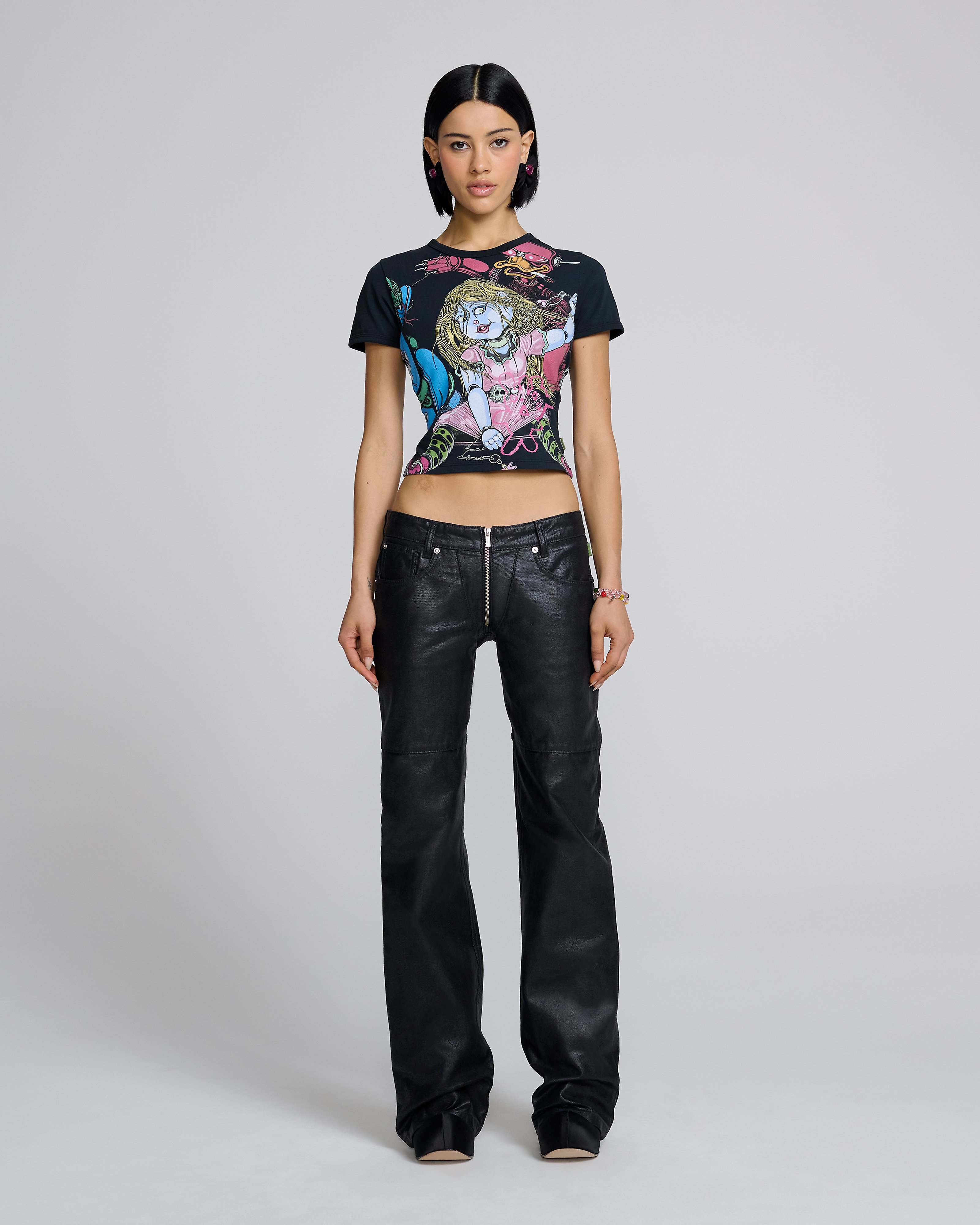 MARC JACOBS Marc Jacobs Zip Front Coated Jeans in Black, Size Medium