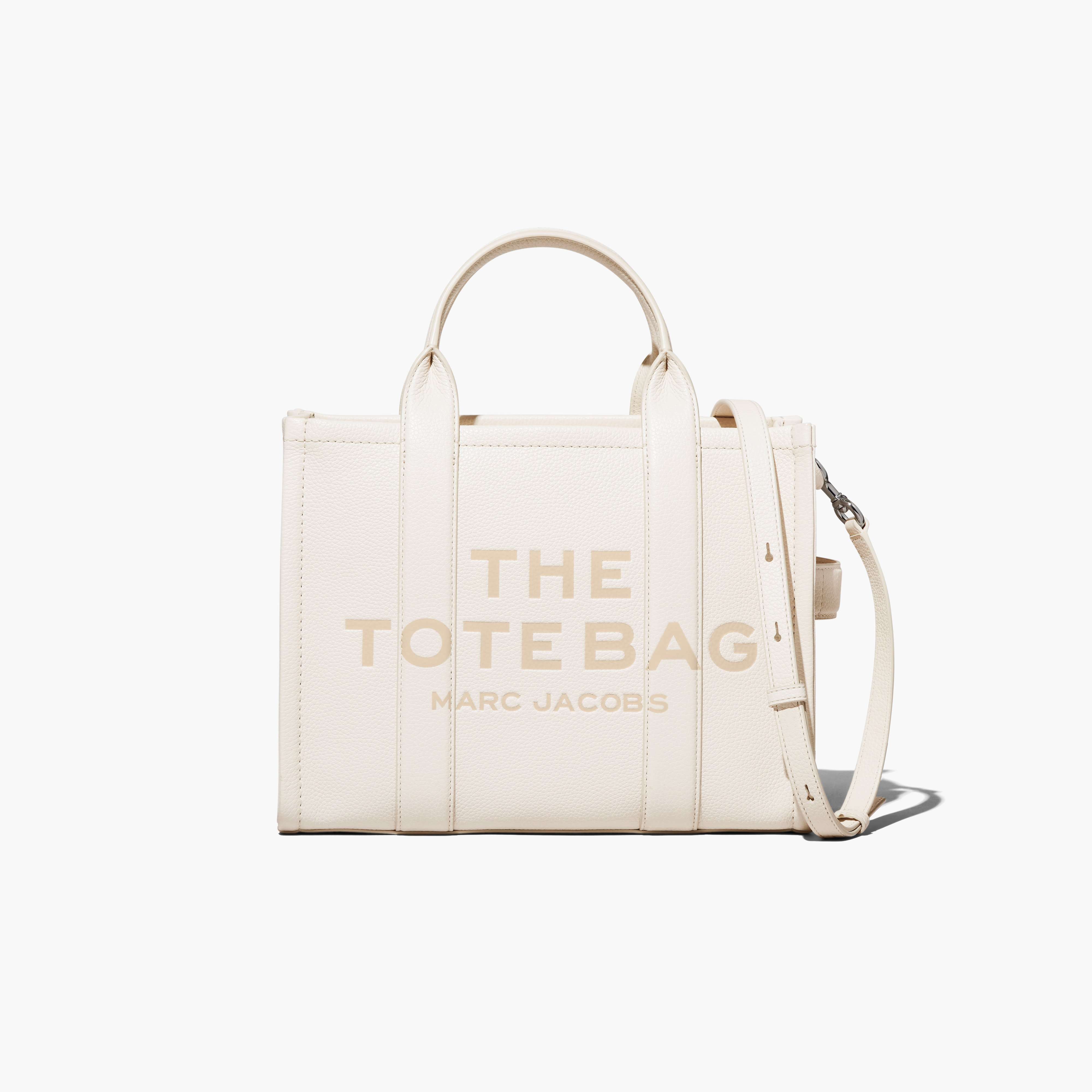 The Leather Medium Tote Bag in Cotton/Silver