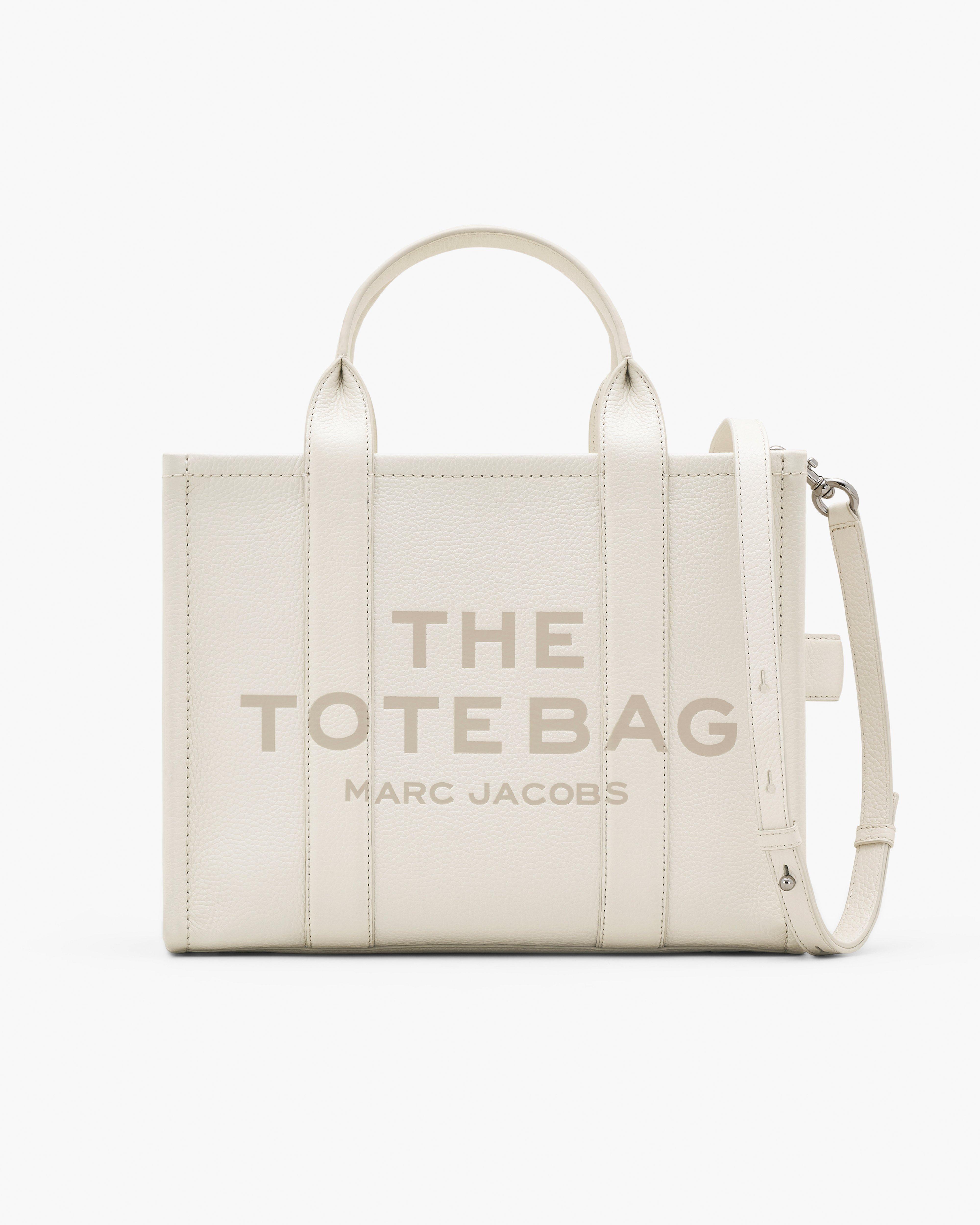 MARC JACOBS Marc Jacobs The Leather Medium Tote Bag in Cotton/Silver