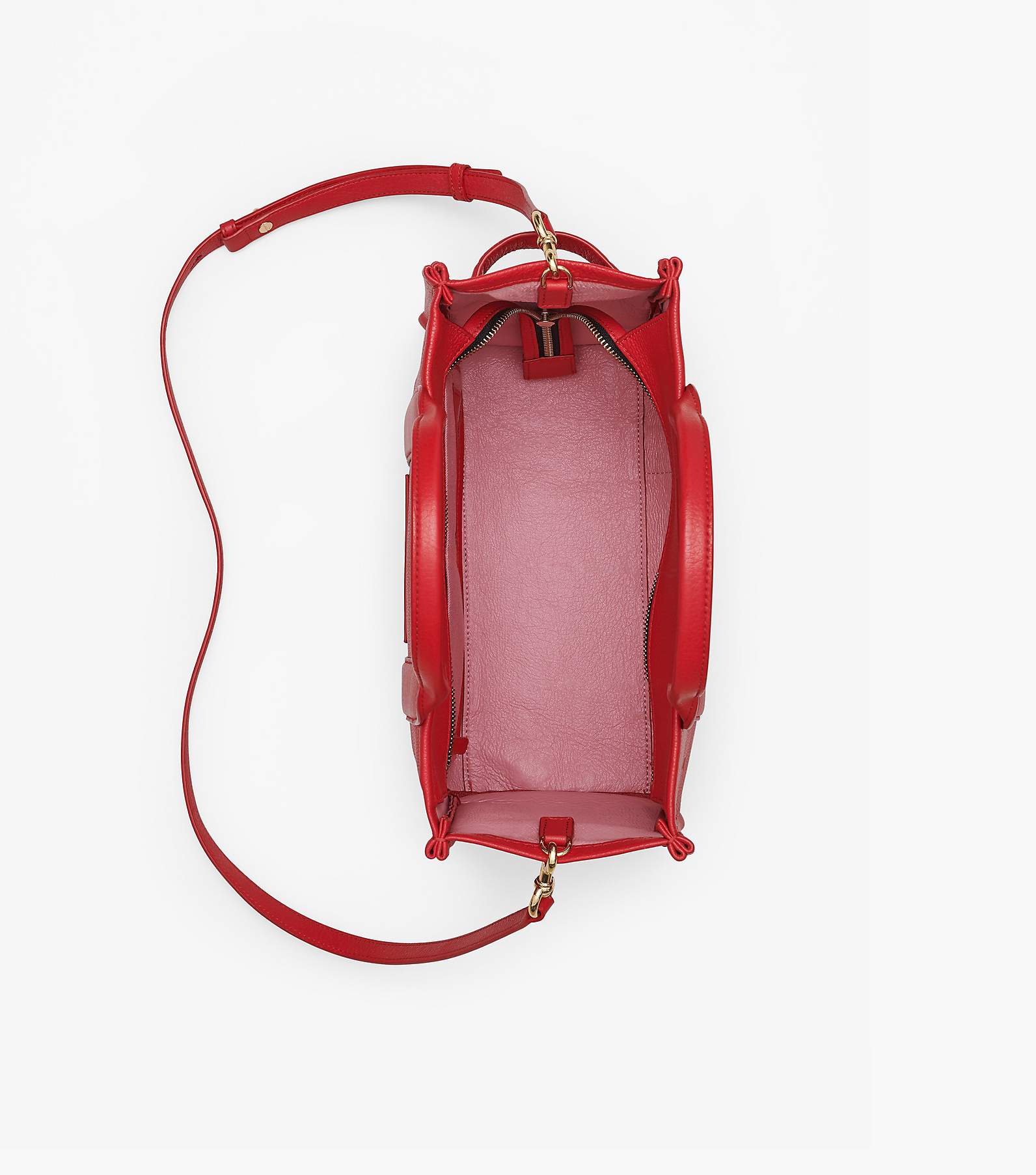 Pink Leather Logo Medium Drawstring Backpack