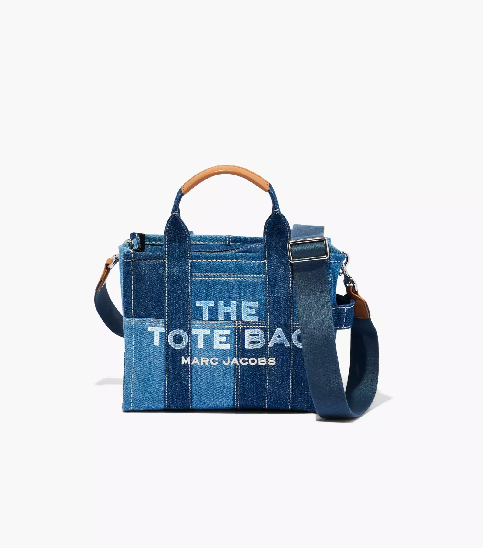 Small Monogram Denim Tote Bag in Blue - Marc Jacobs