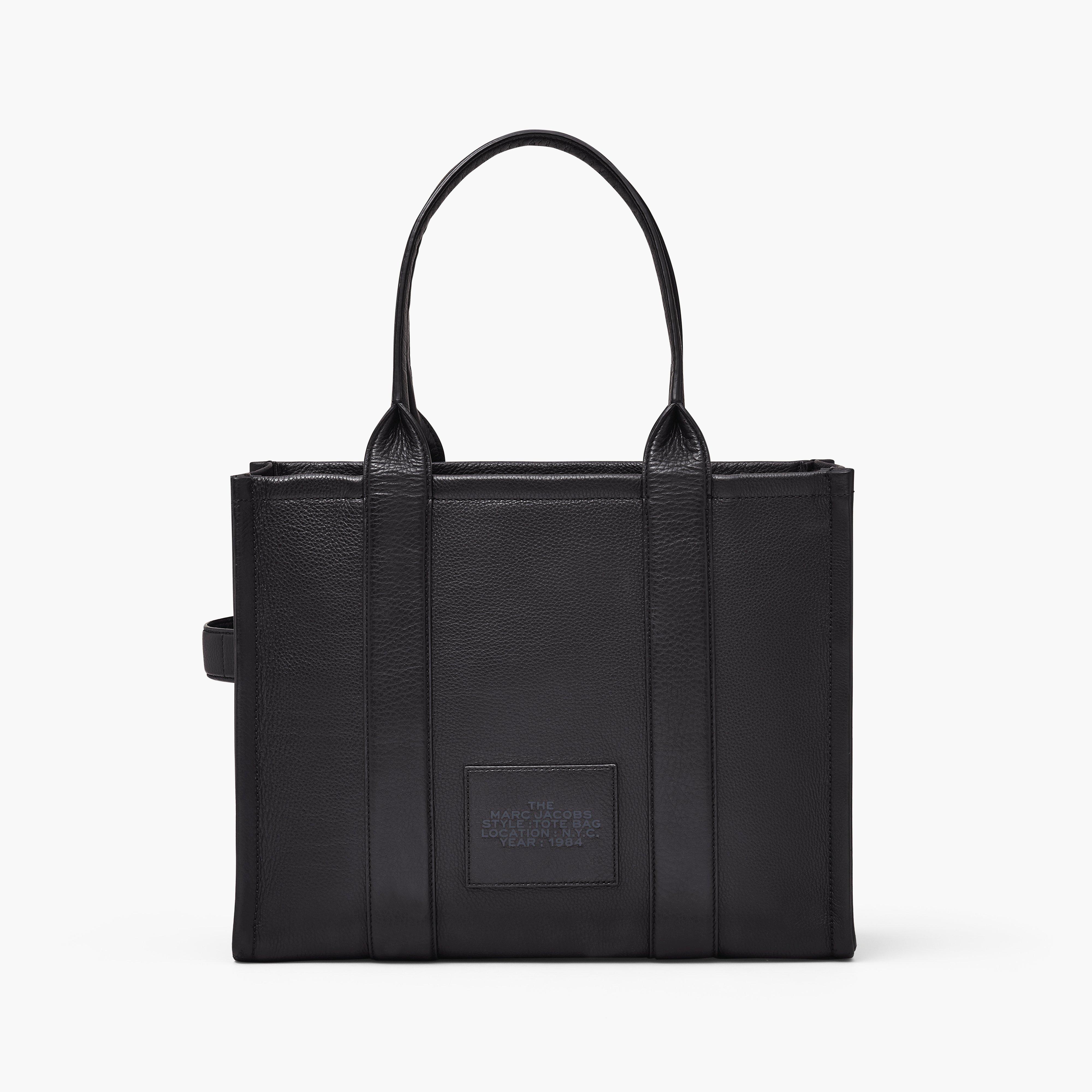 black leather tote bag