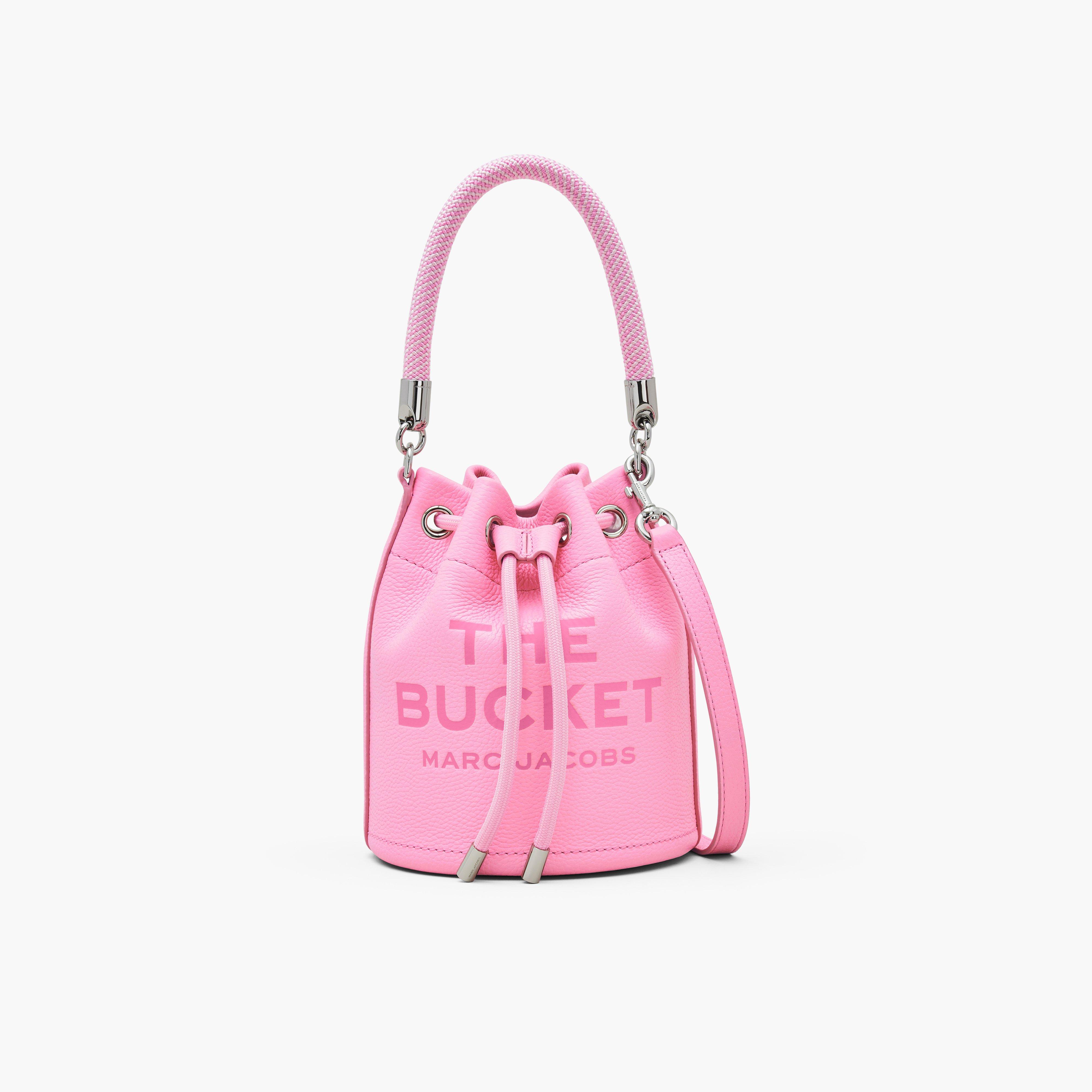 The Leather Bucket Bag - FLURO CANDY PINK