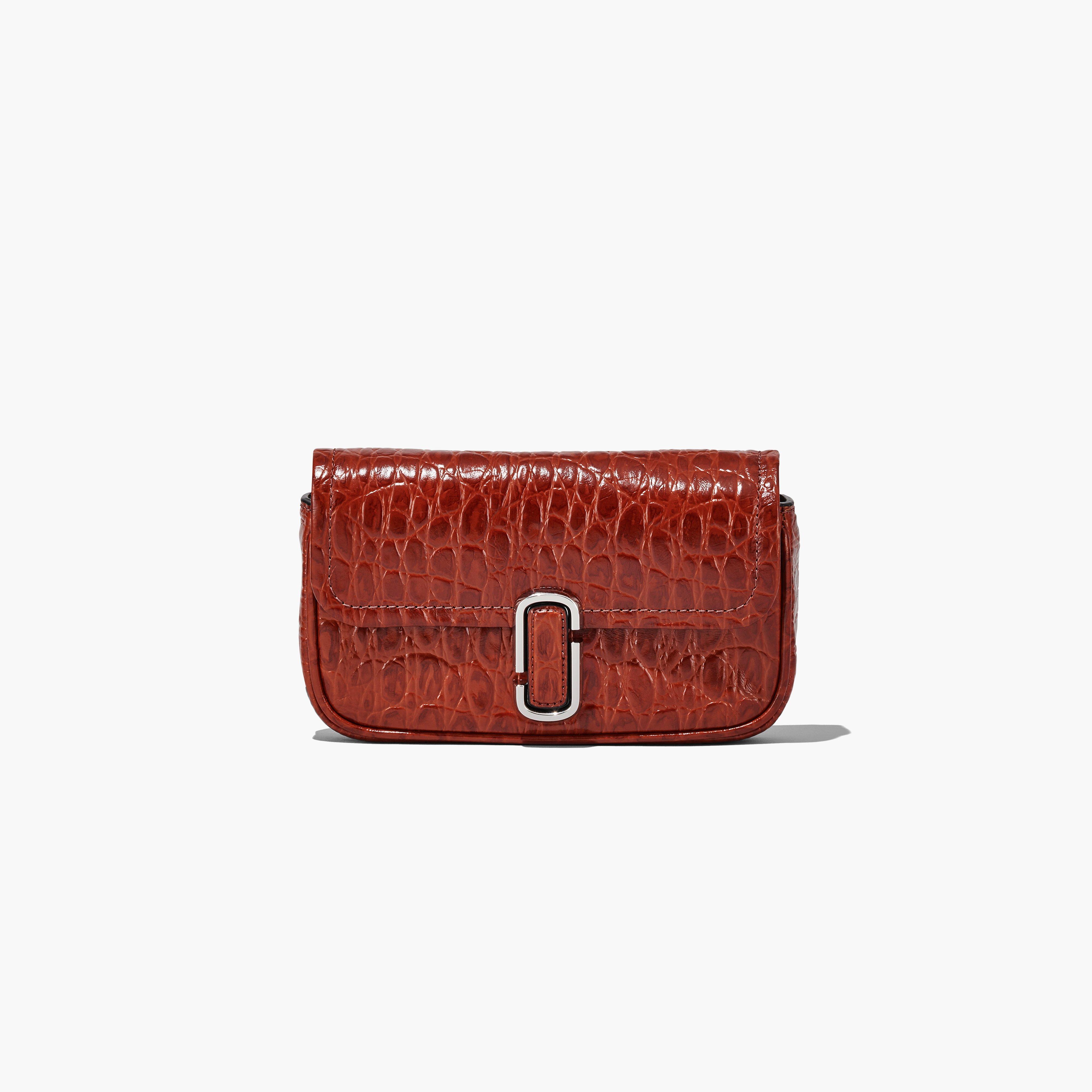 Mini croc-embossed leather crossbody bag