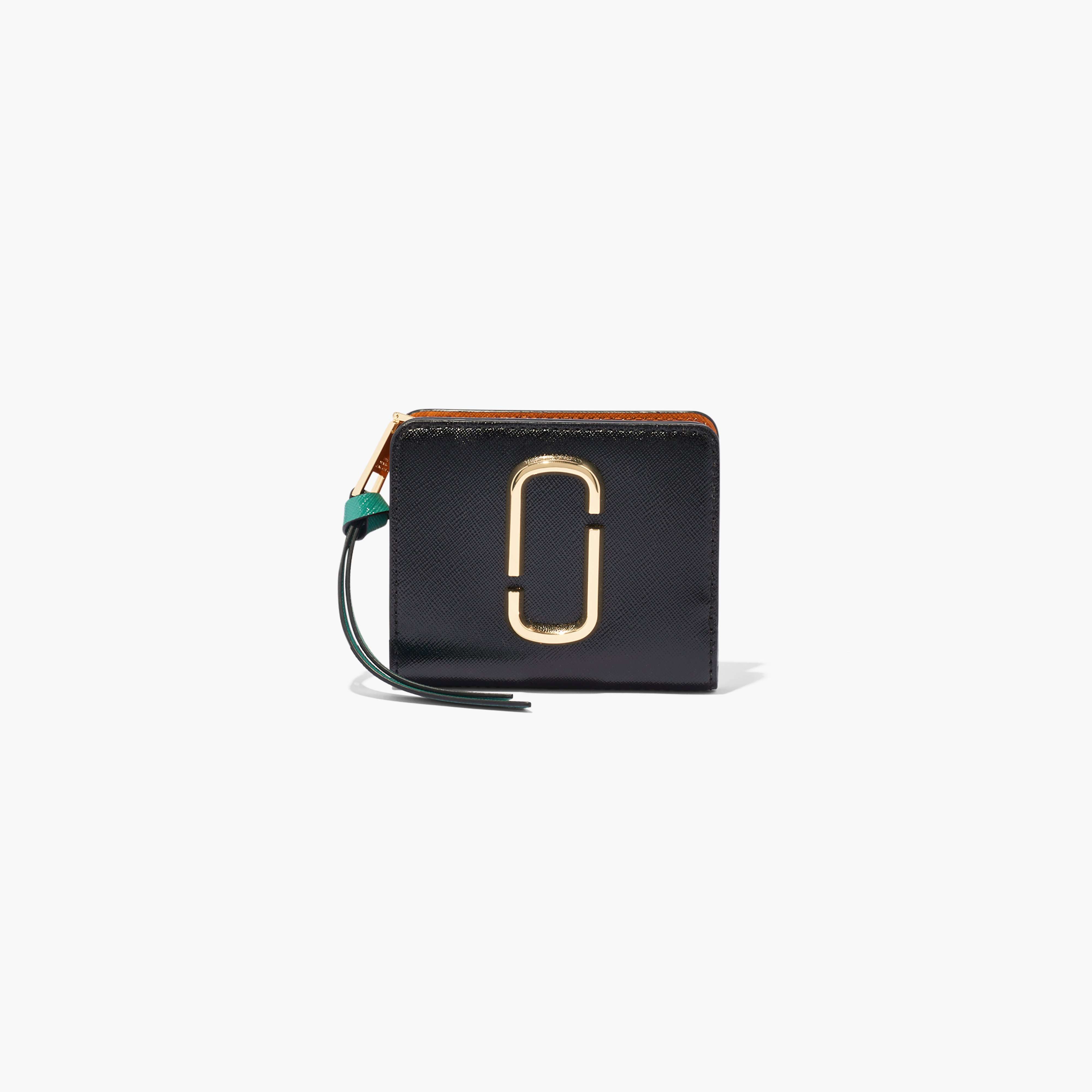 The Snapshot Mini Compact Wallet in Black/Honey Ginger Multi