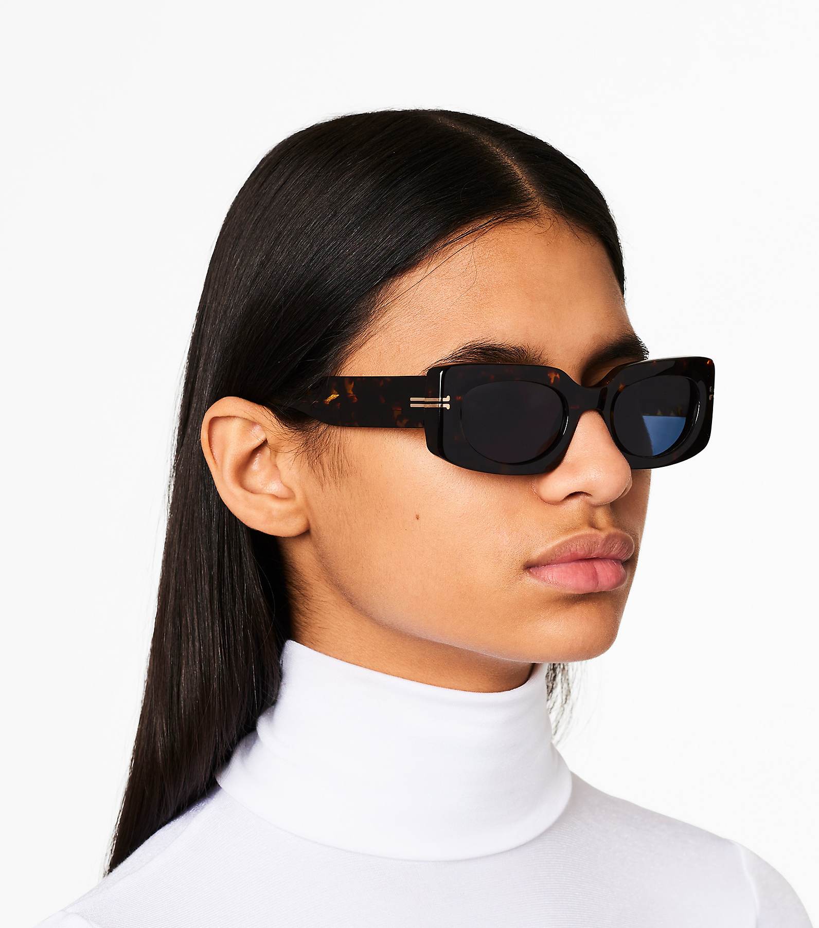 Women's Small Rectangle 'Orange Pearl' Plastic Sunglasses