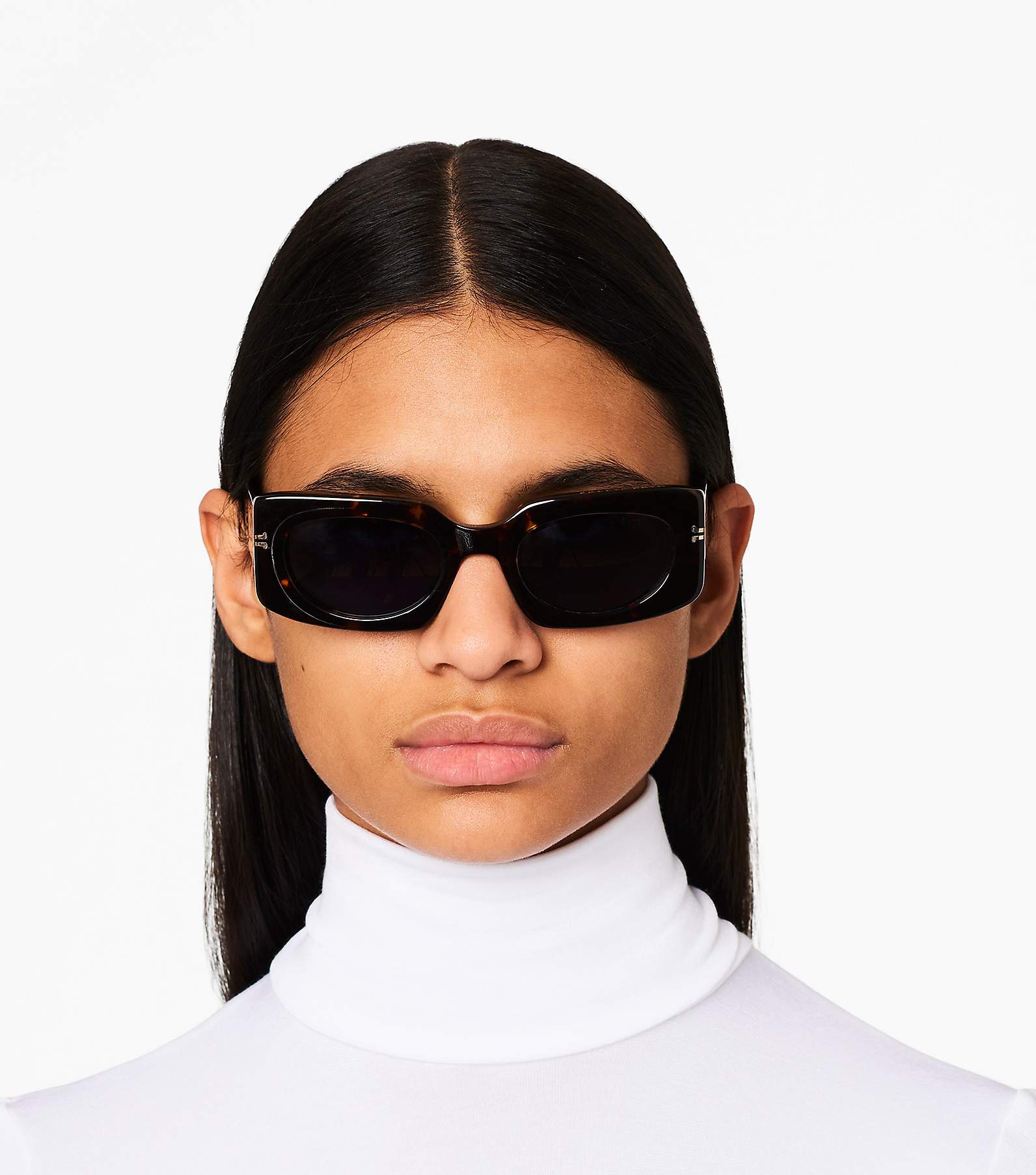 Rectangular Retro Sunglasses - White