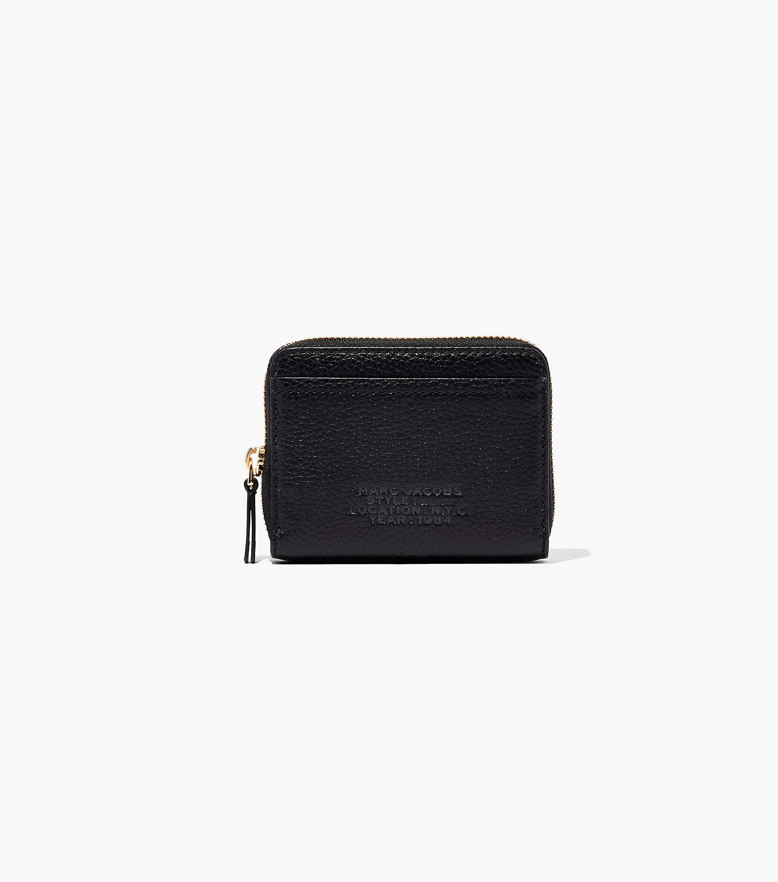 Black Chain-strap zipped grained-leather wallet