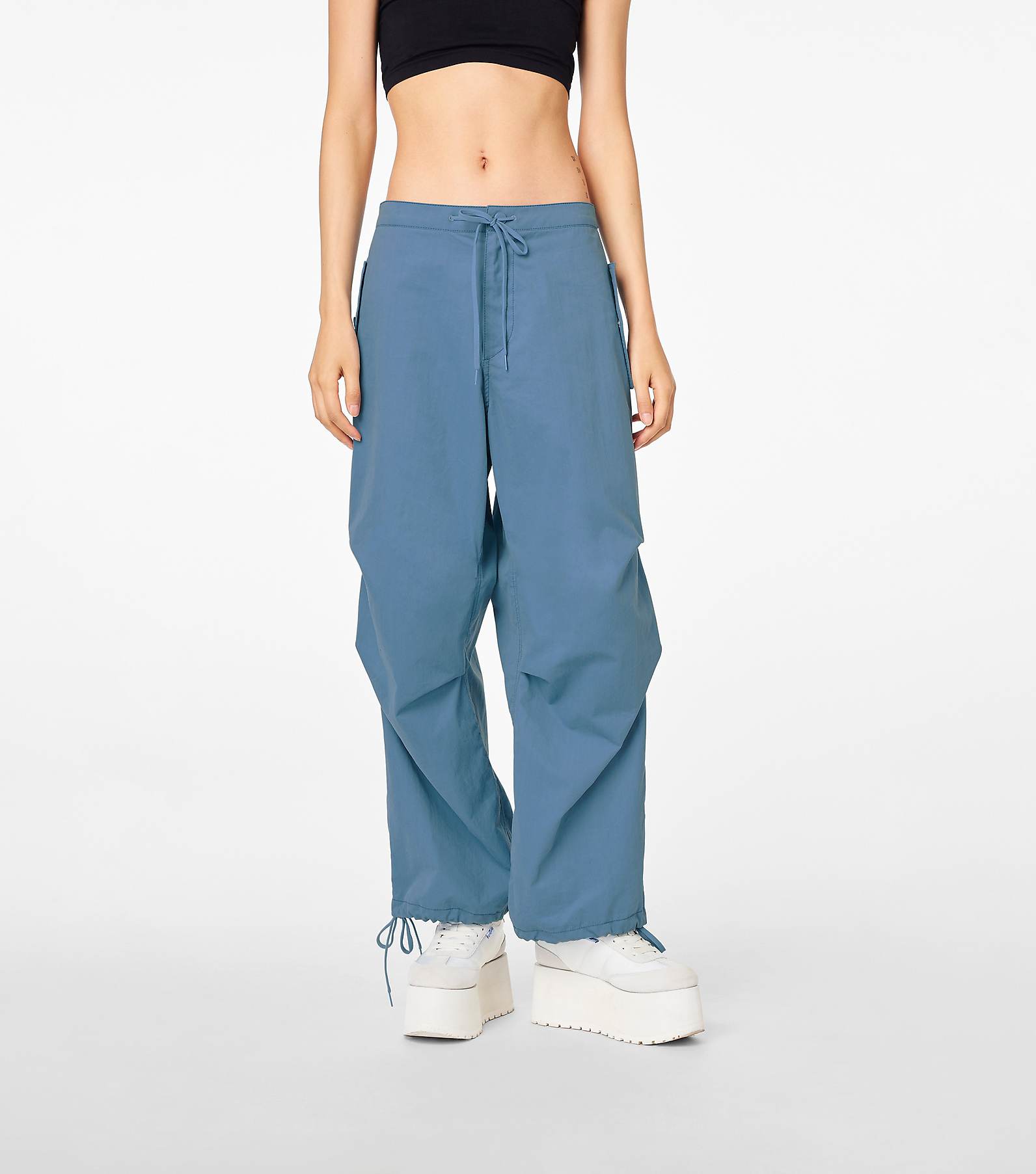 White Drawstring-cuff technical-canvas track pants
