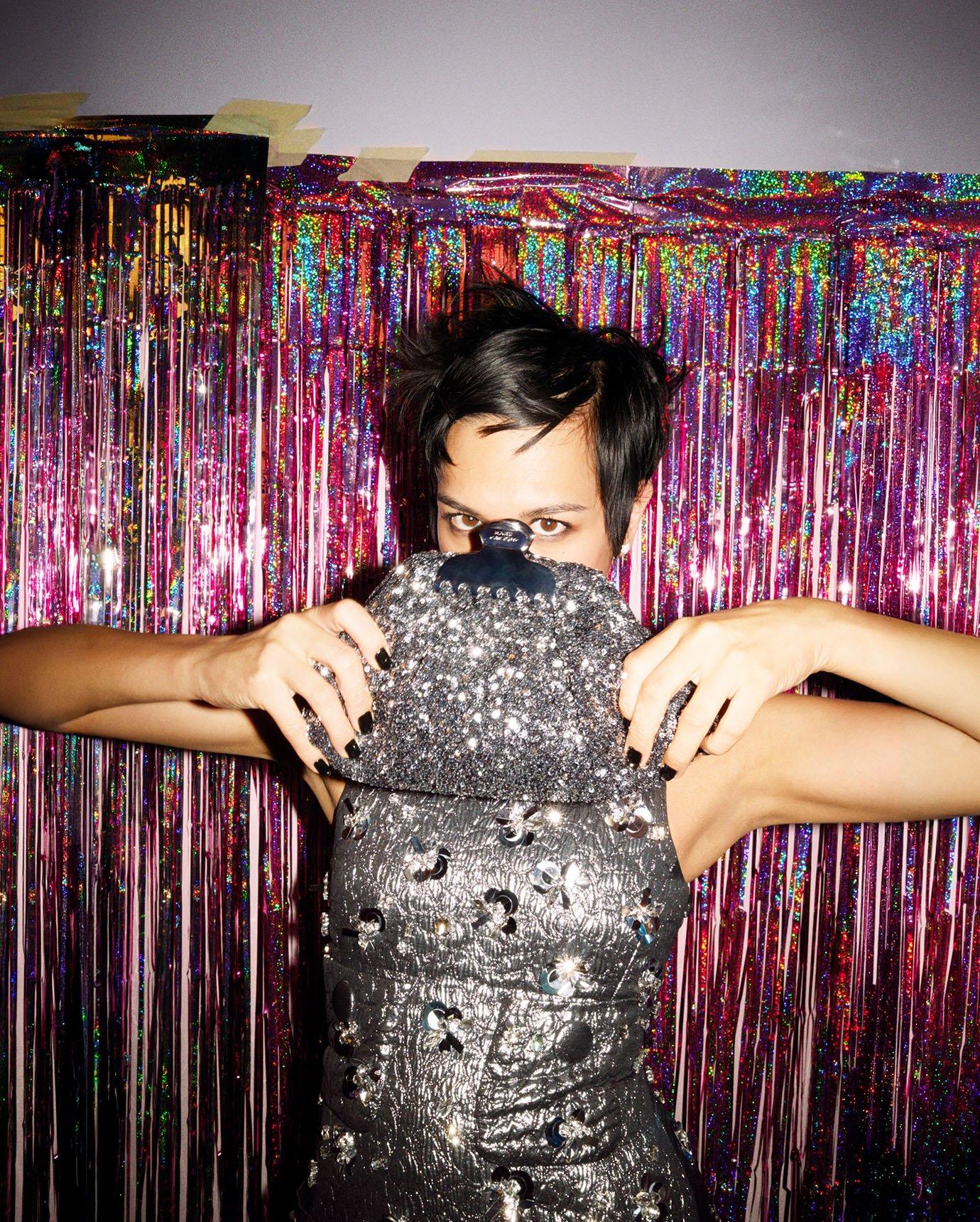 sequin glam claw clip bag