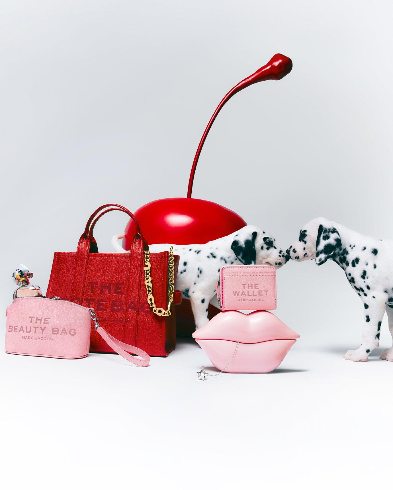 Puppies with tote beauty bag and  wallet